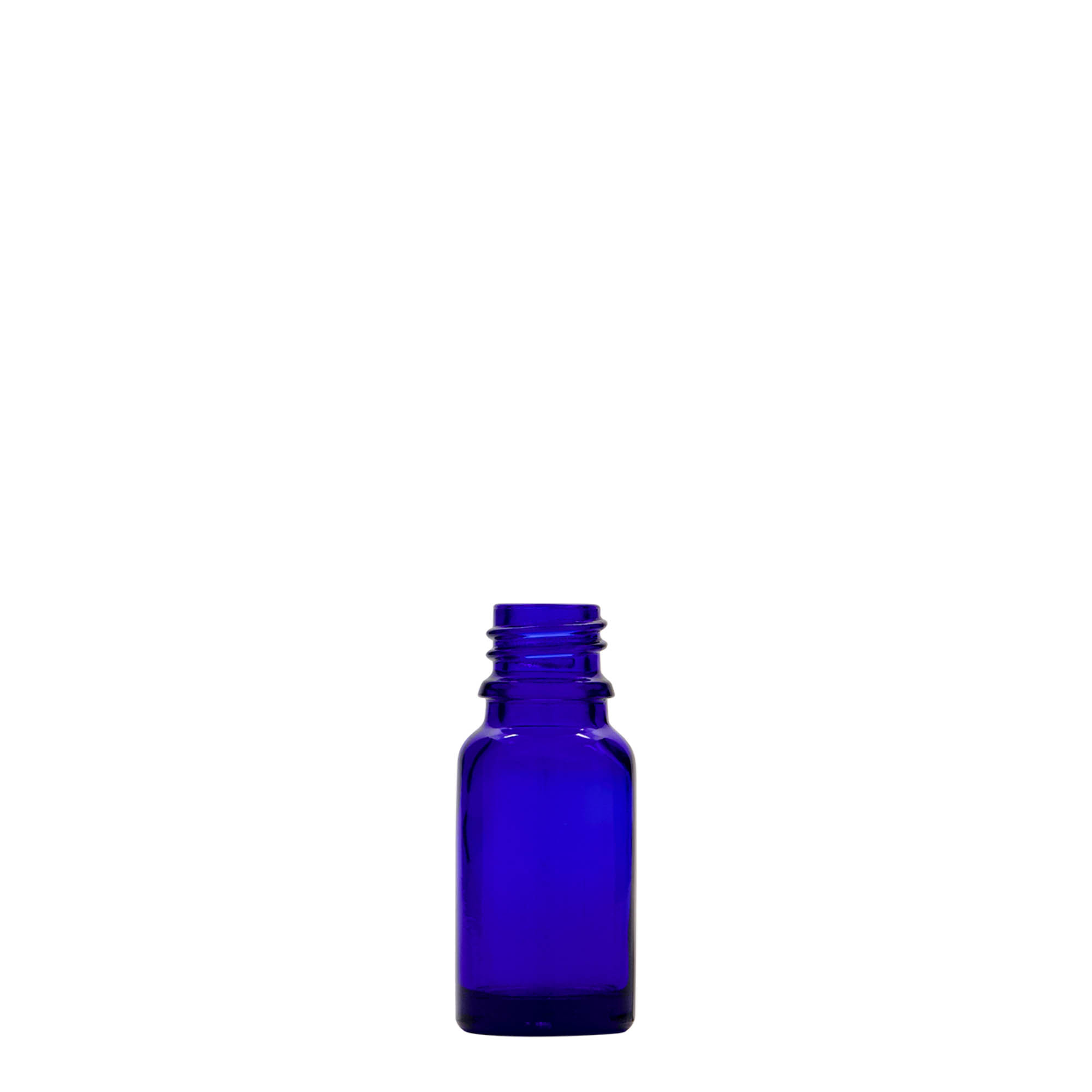 10 ml medicine bottle, glass, royal blue, opening: DIN 18