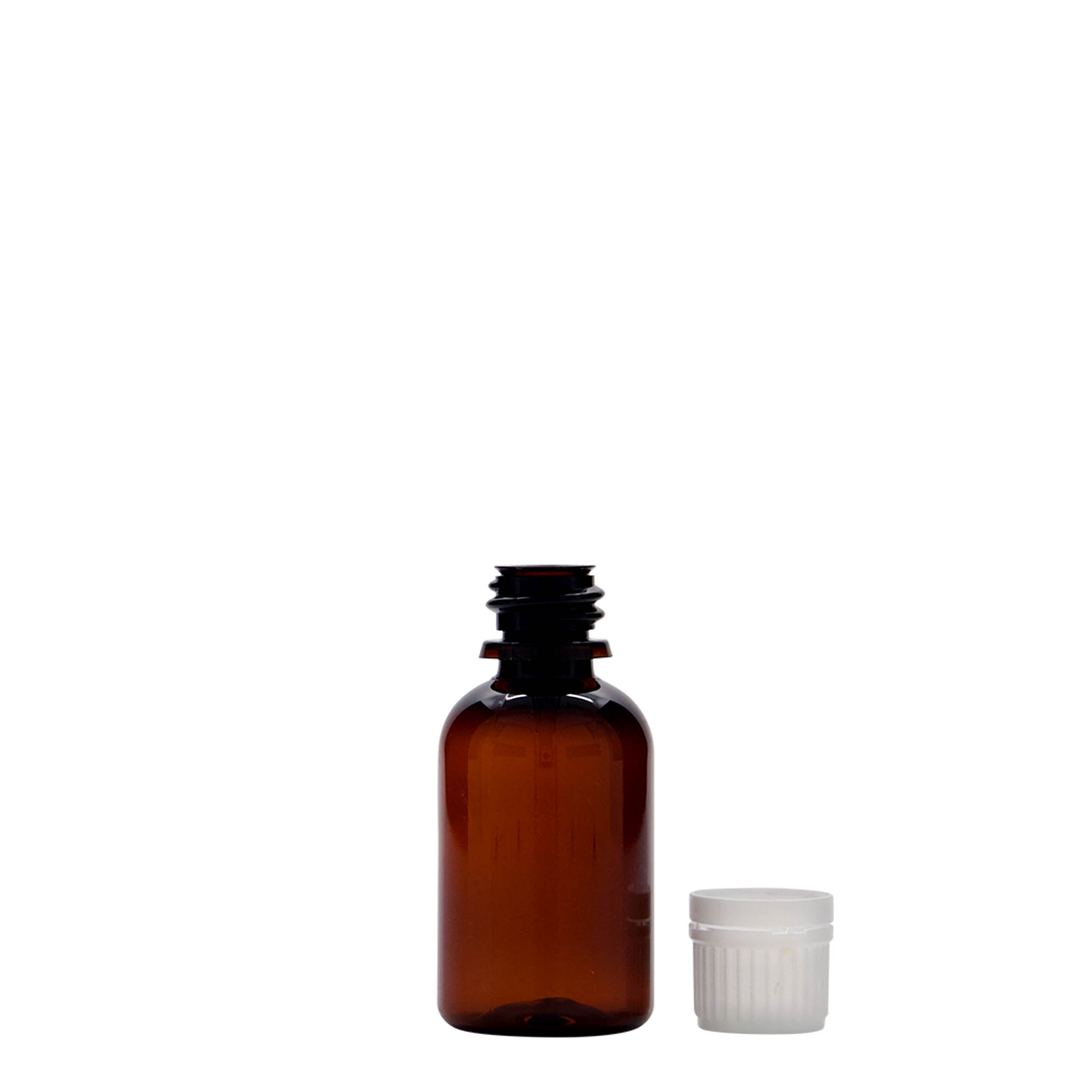 30 ml PET medical bottle 'Easy Living', brown, plastic, opening: DIN 18