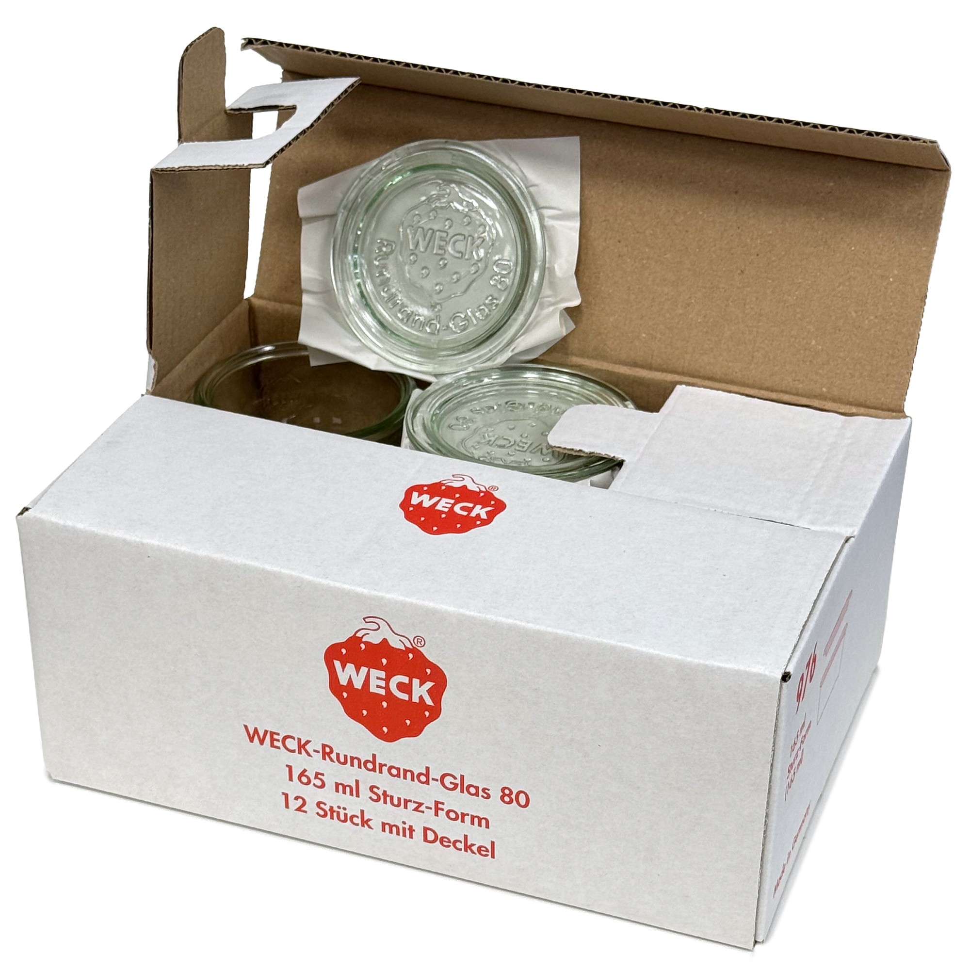 12x 165 ml WECK inverted jar with glass lid RR 80
