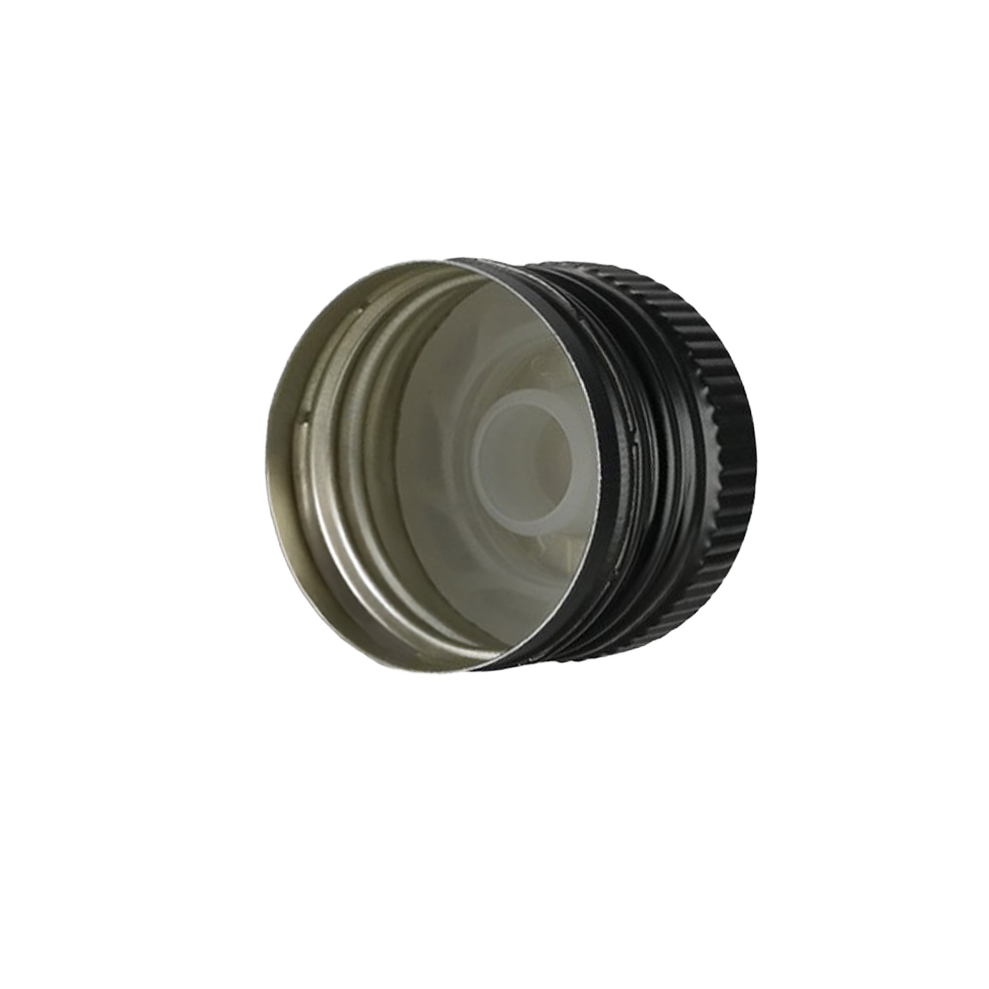 Screw cap with pourer insert, metal-plastic, black, for neck: PP 31.5 Screw cap with pourer insert, metal-plastic, black, for neck: PP 31.5