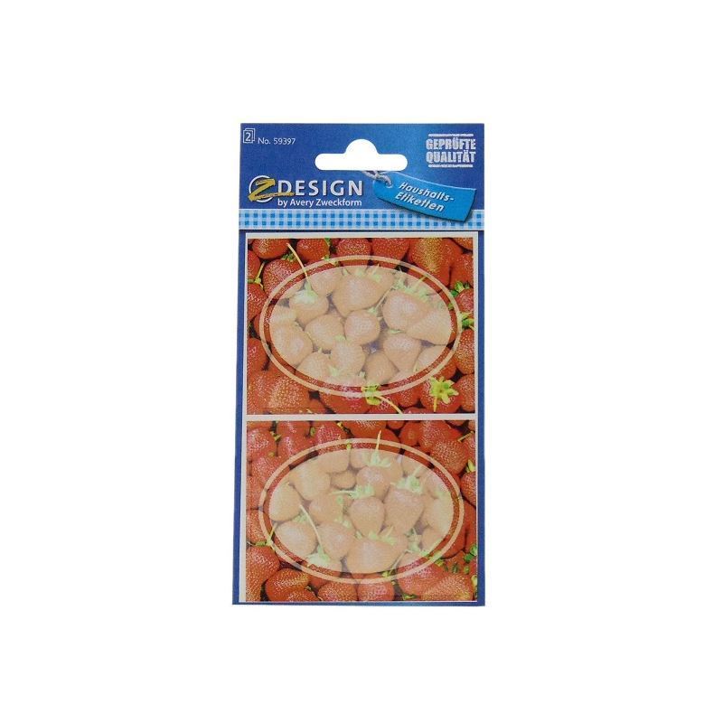 Zweckform Labels 'Strawberries', oval, paper, multicoloured