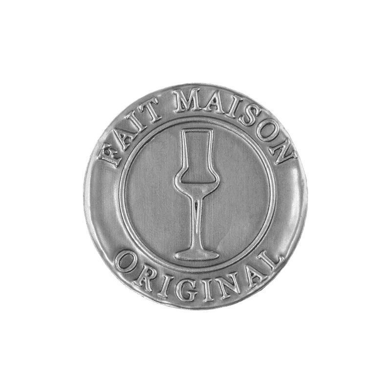 Tin label 'Fait Maison', round, metal, silver Tin label 'Fait Maison', round, metal, silver