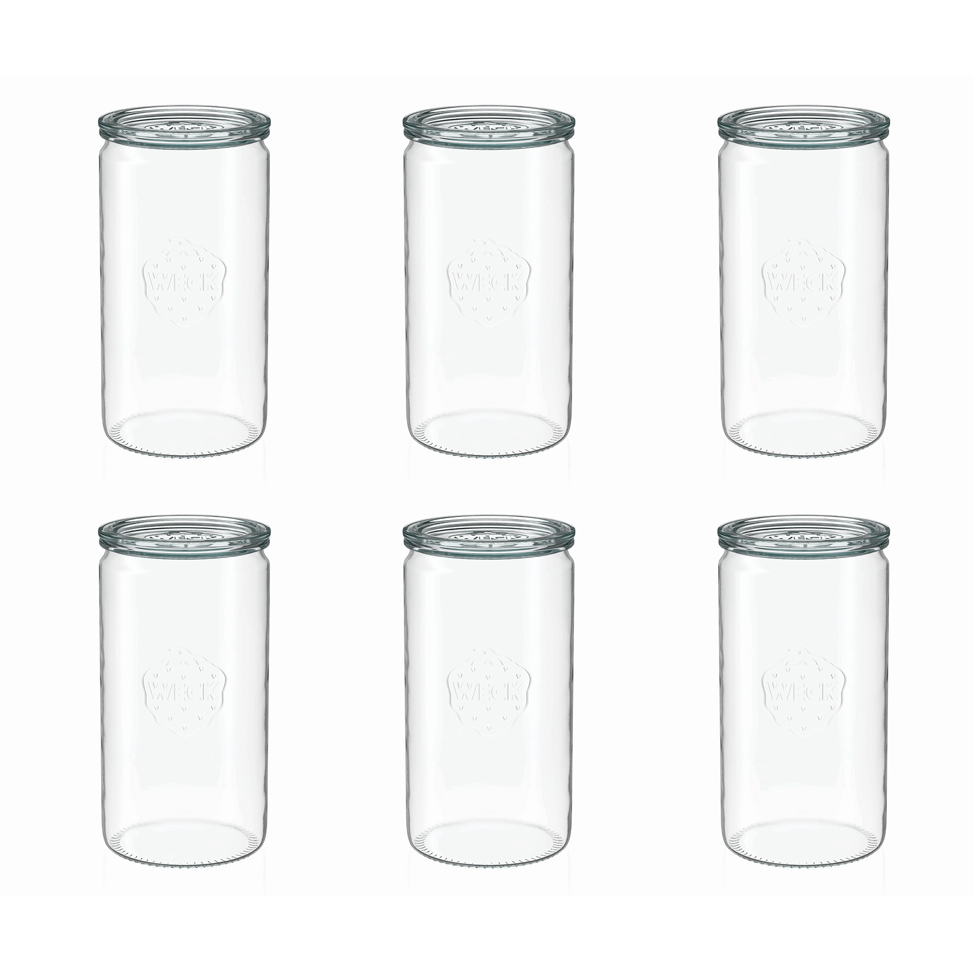 6x 1575 ml WECK cylinder jar with glass lid RR 100