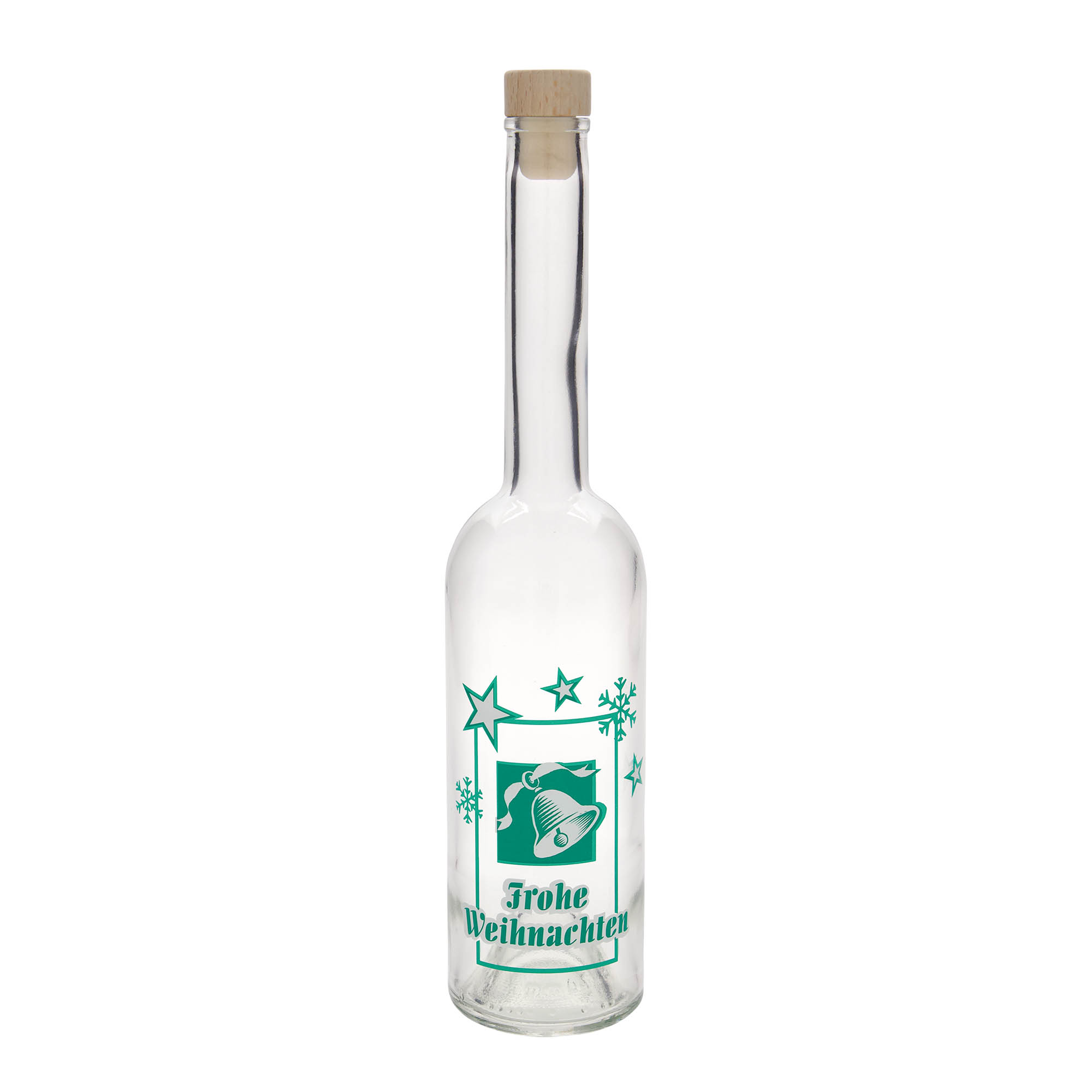 500 ml glass bottle 'Opera', motif: Merry Christmas, opening: cork