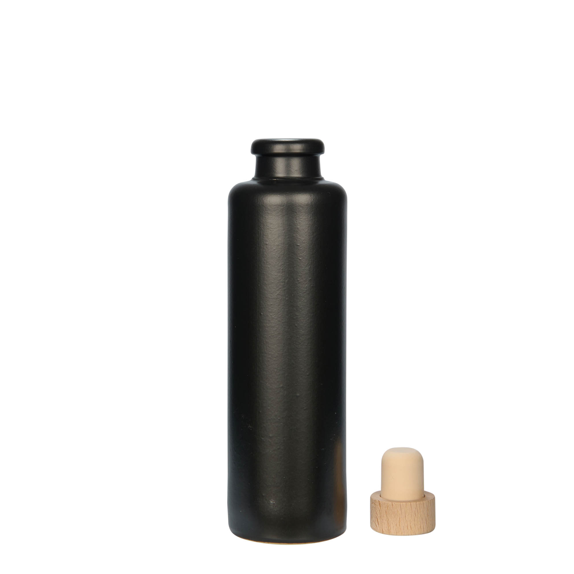 200 ml clay jug, stoneware, black, opening: cork