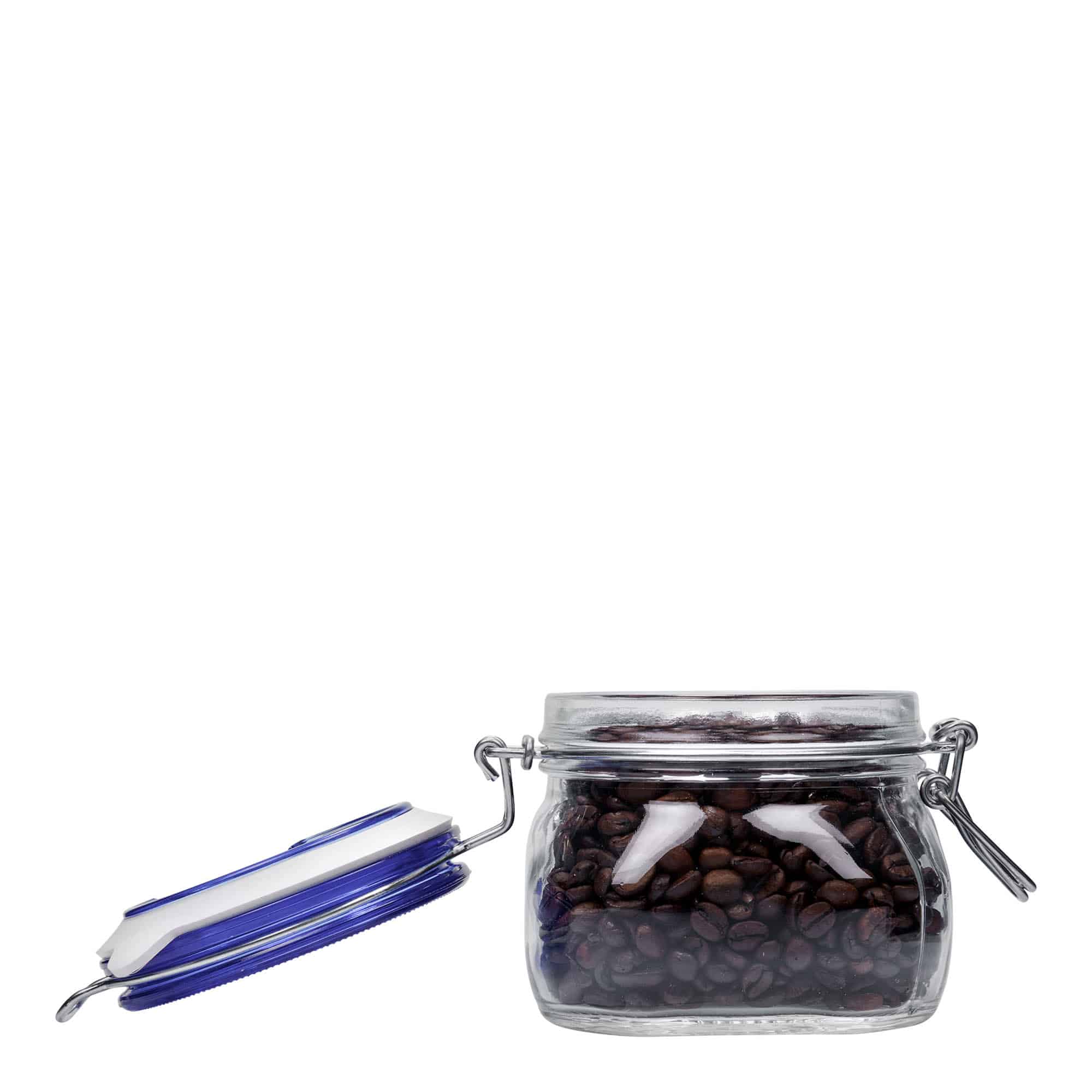 500 ml wire bail jar ‘Fido’ Blue Top, square, opening: wire bail closure