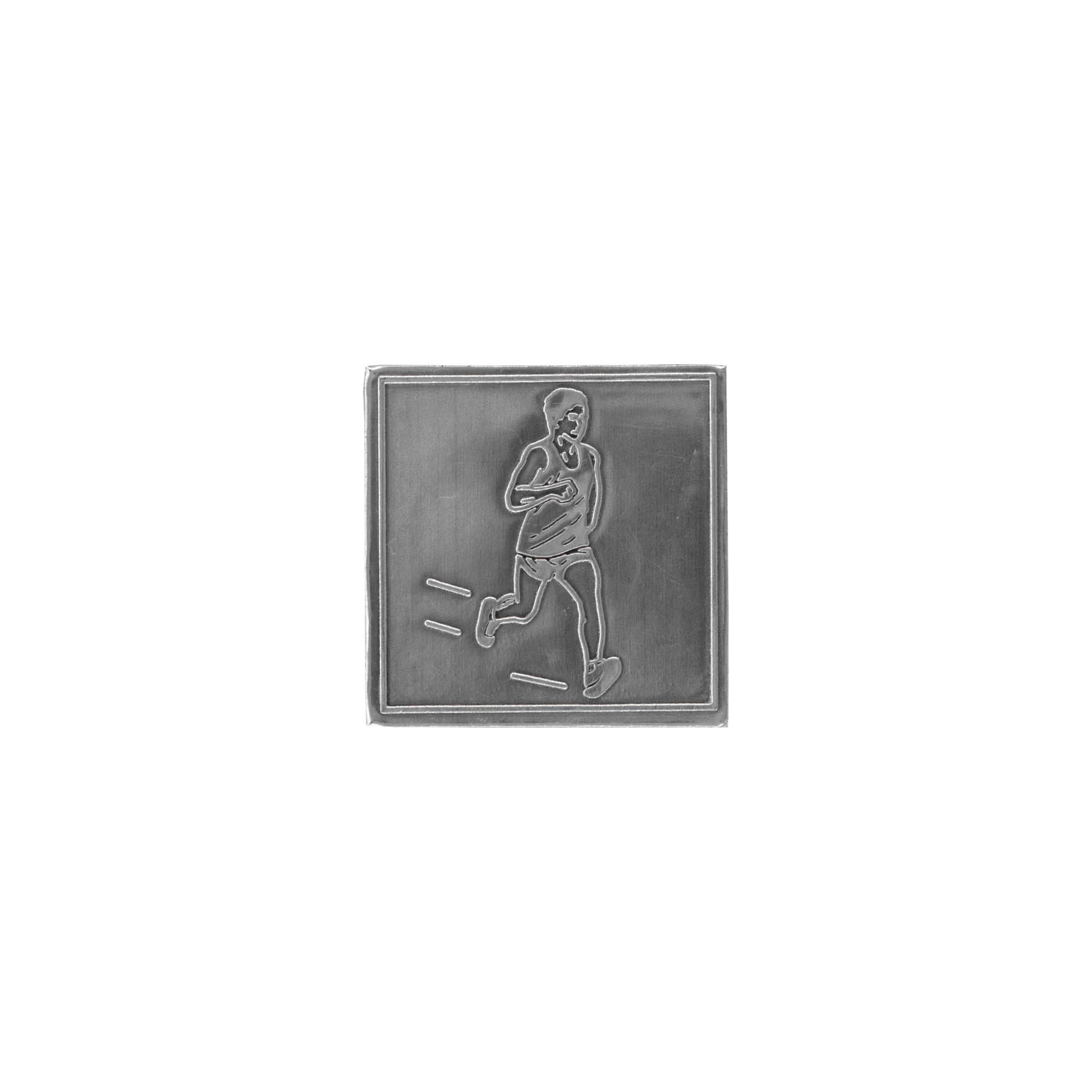 Tin label 'Jogger', square, metal, silver Tin label 'Jogger', square, metal, silver