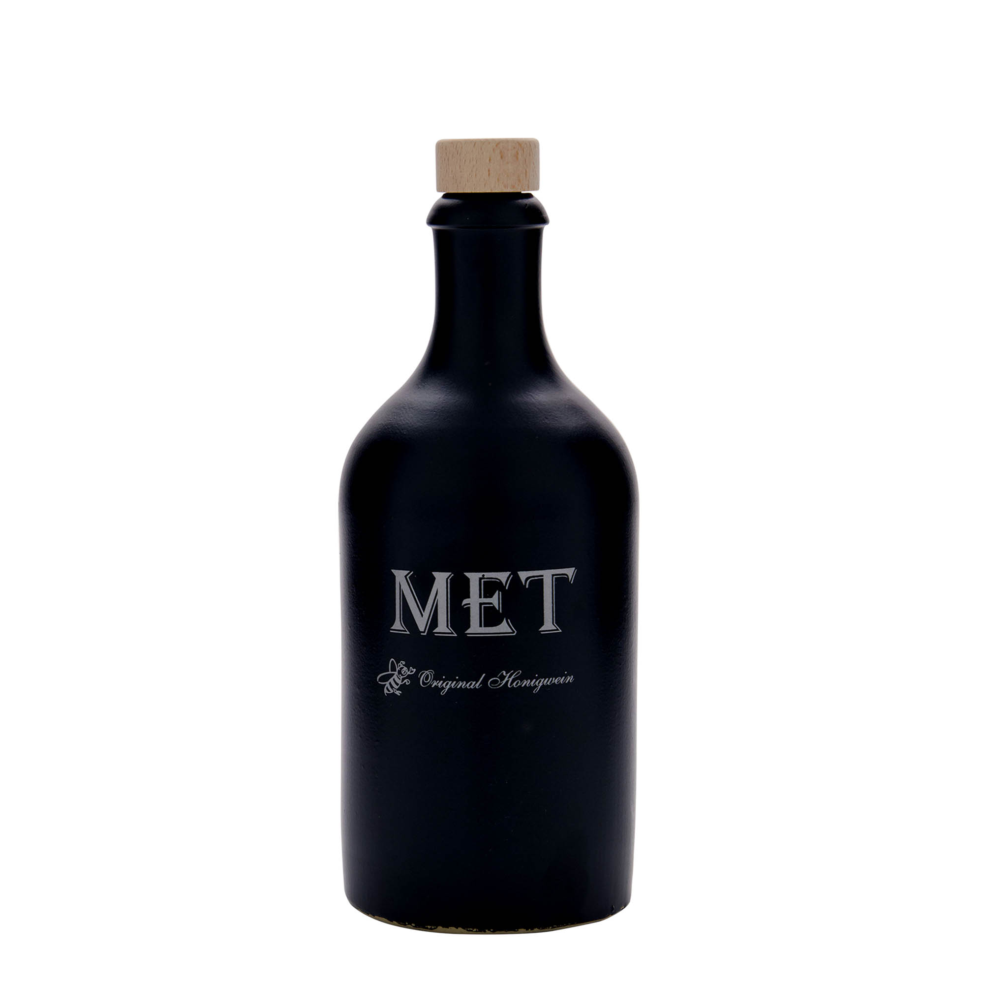 500 ml clay jug, motif: mead, stoneware, black, opening: cork 500 ml clay jug, motif: mead, stoneware, black, opening: cork