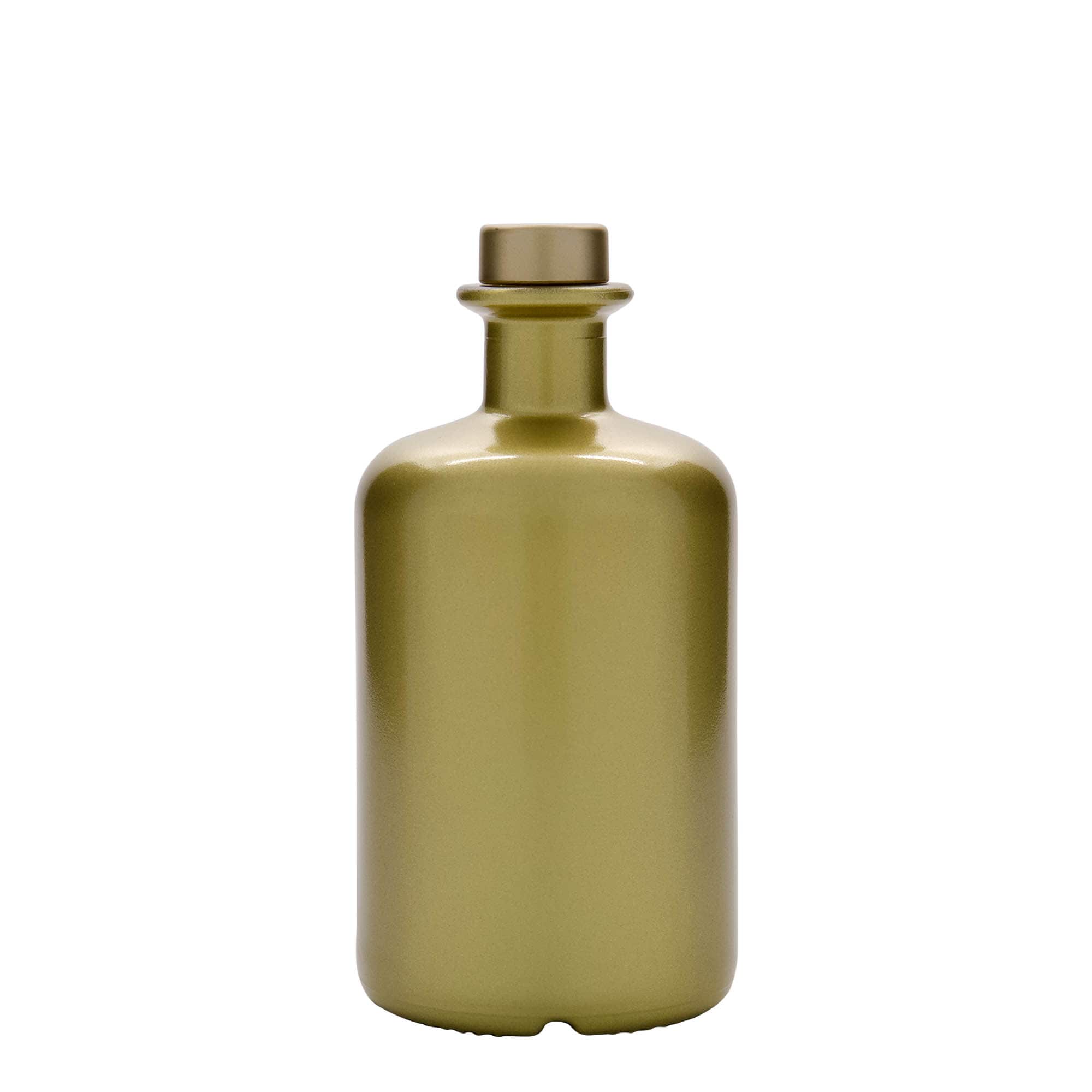500 ml glass bottle apothecary, gold, opening: cork