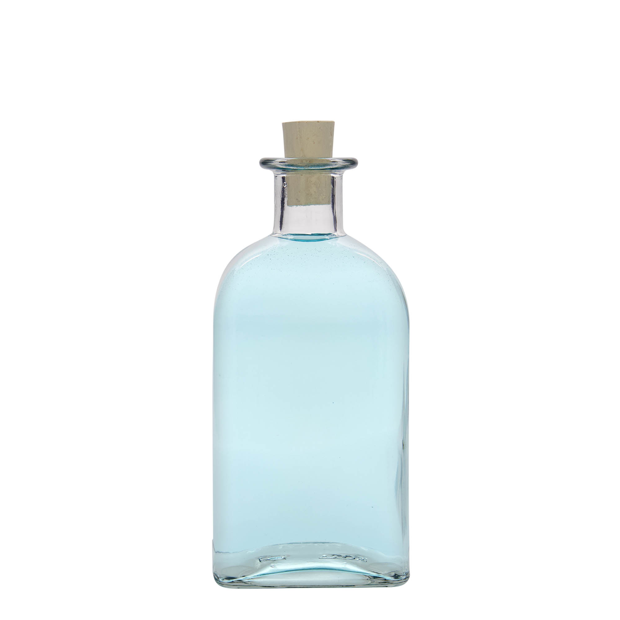 500 ml glass bottle Apotheker Carré, square, opening: cork