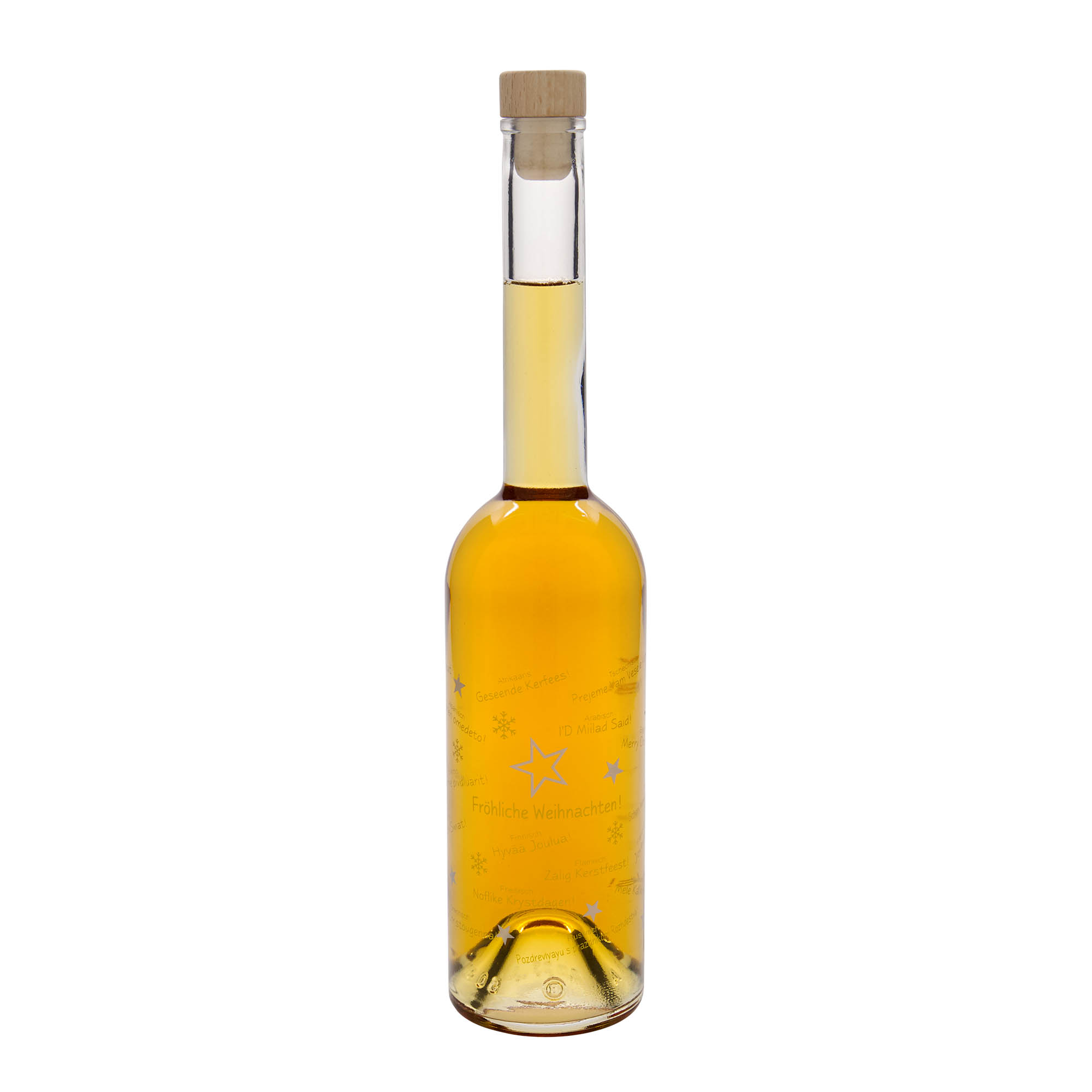 500 ml glass bottle 'Opera', print: Christmas around the world, closure: cork
