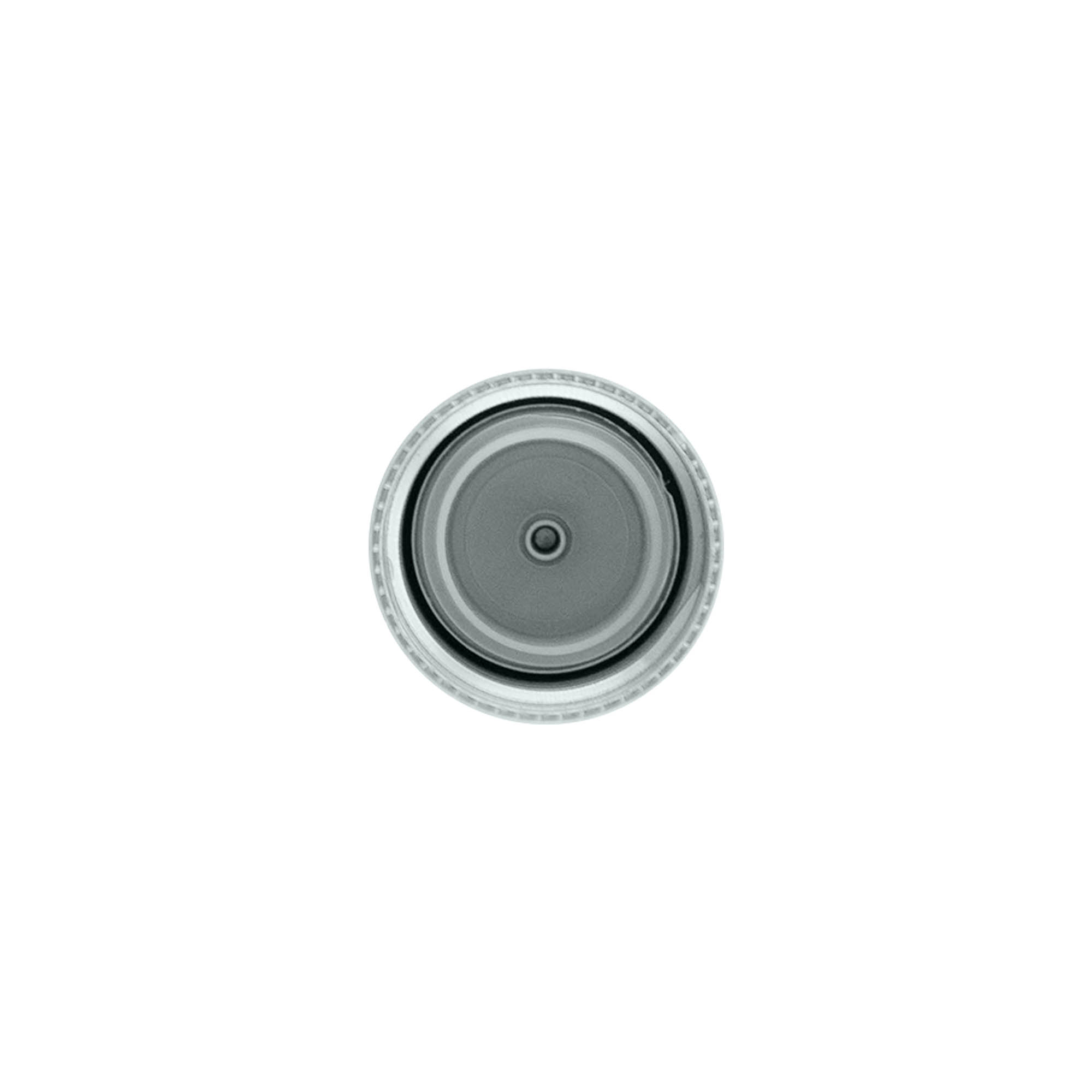 Screw cap with syringe insert, PP plastic, silver, for opening: 24/410