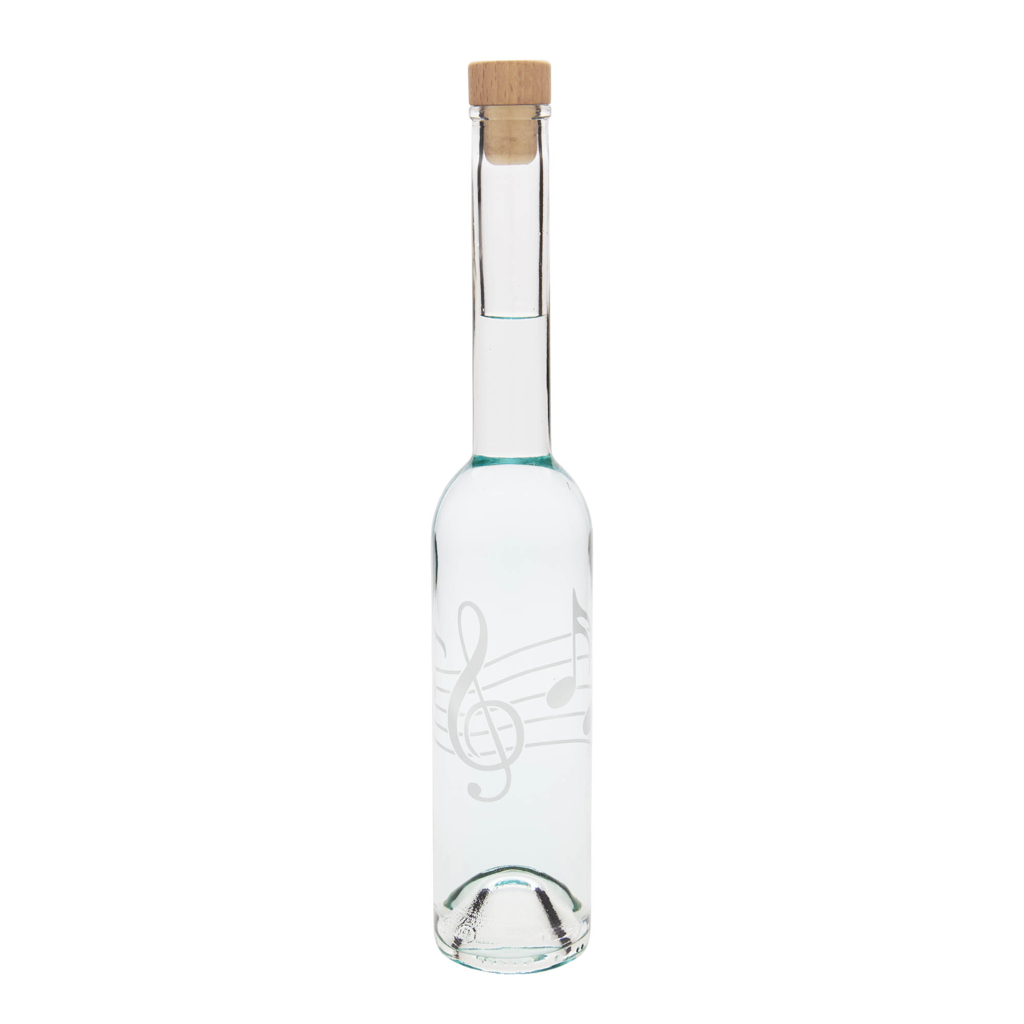 350 ml glass bottle 'Opera', print: music notes, closure: cork