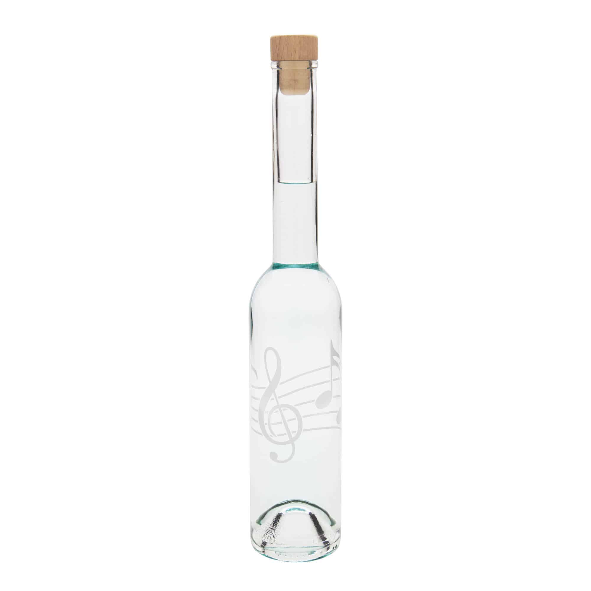 350 ml glass bottle ‘Opera’, motif: musical notes, opening: cork