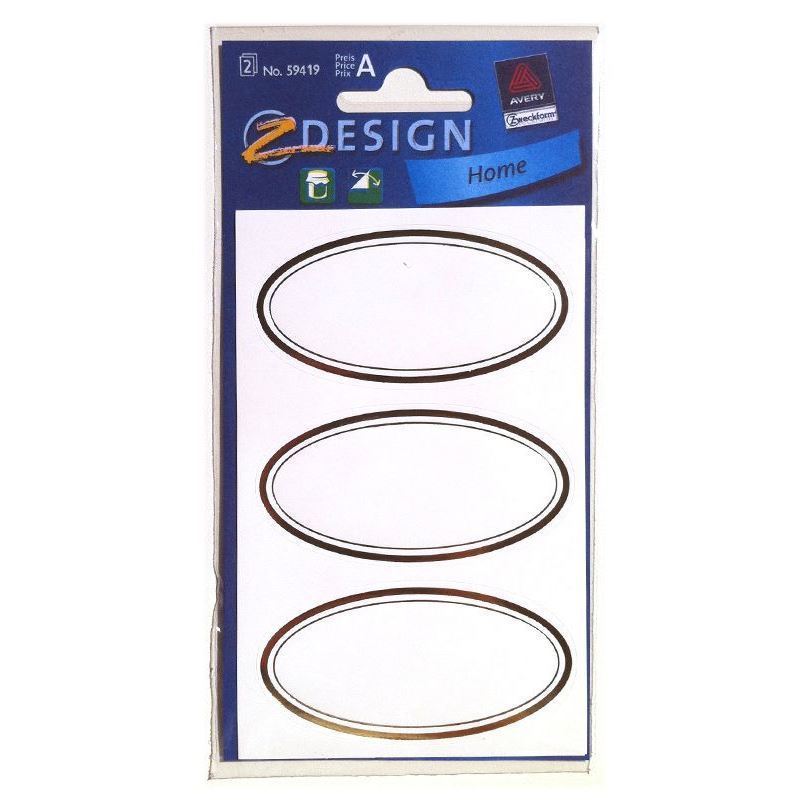 Zweckform Labels 'Golden Frame', oval, paper, white-gold