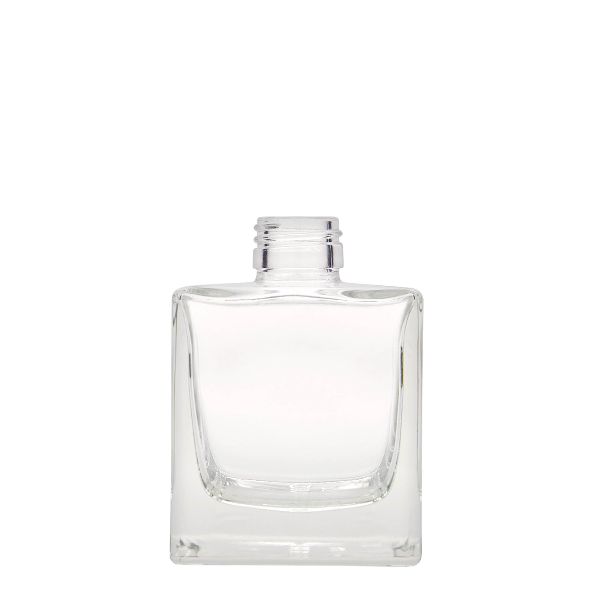 200 ml glass bottle ‘Cube’, square, opening: PP 28