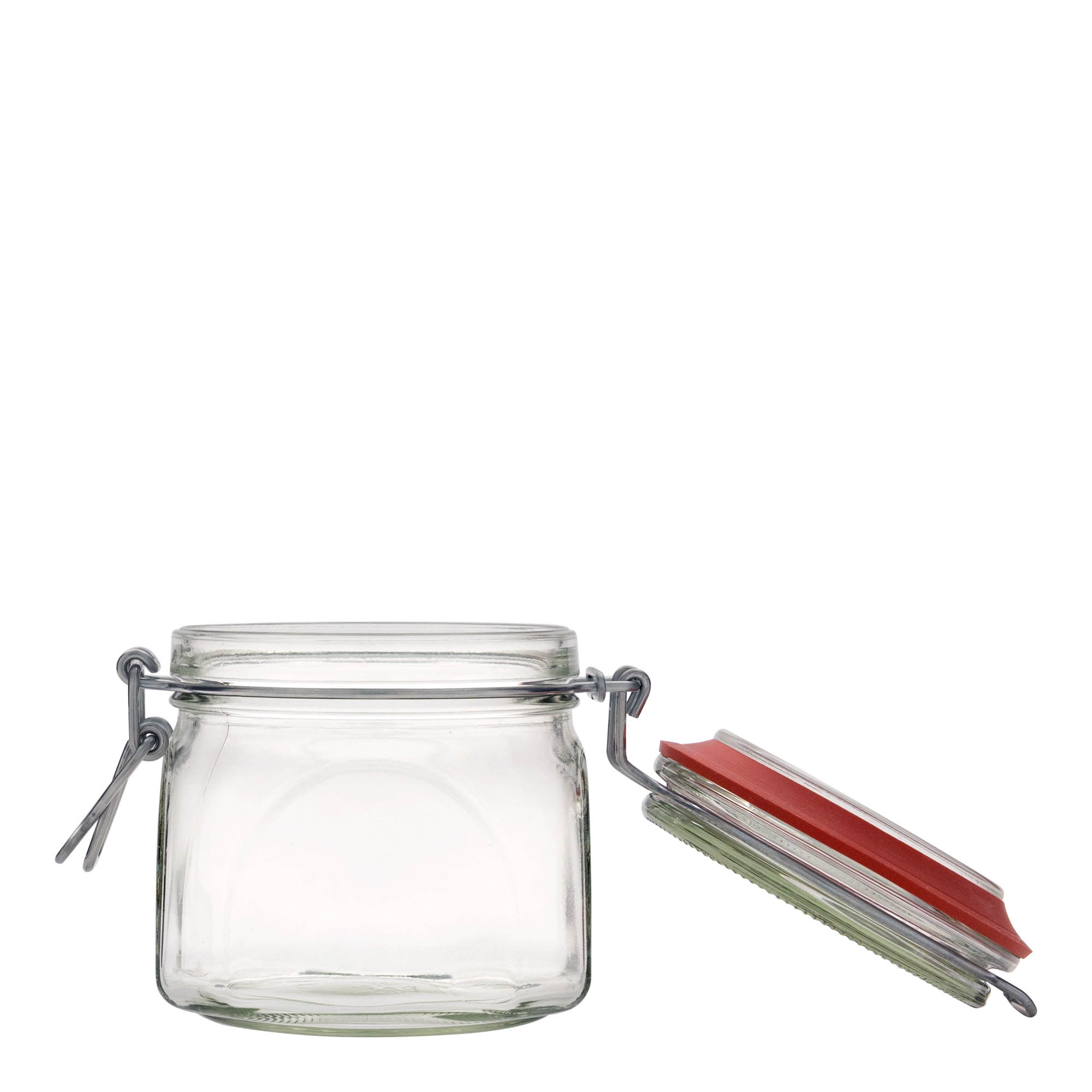 630 ml wire bail jar, square, opening: wire bail closure