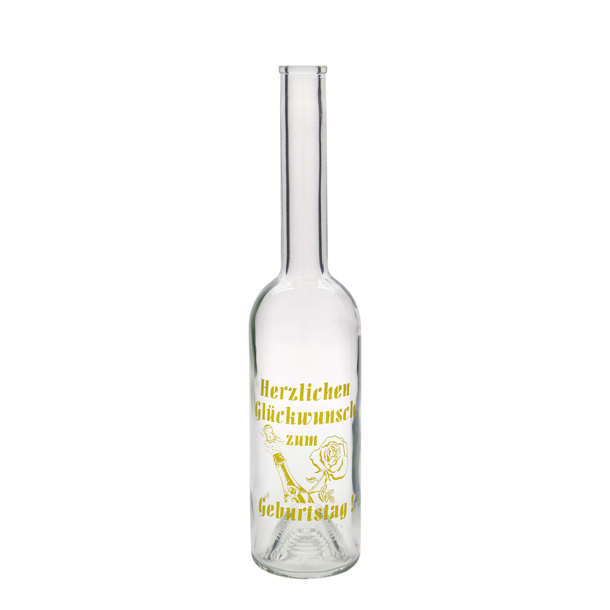 500 ml glass bottle 'Opera', design: birthday bottle, opening: cork