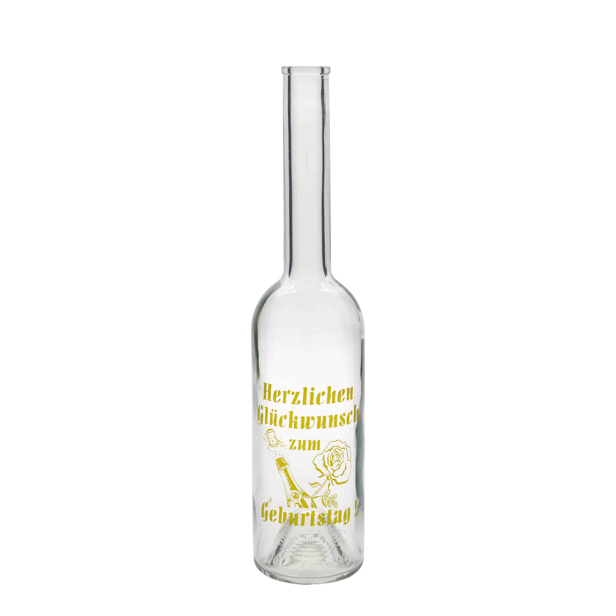 500 ml glass bottle ‘Opera’, design: birthday bottle, opening: cork