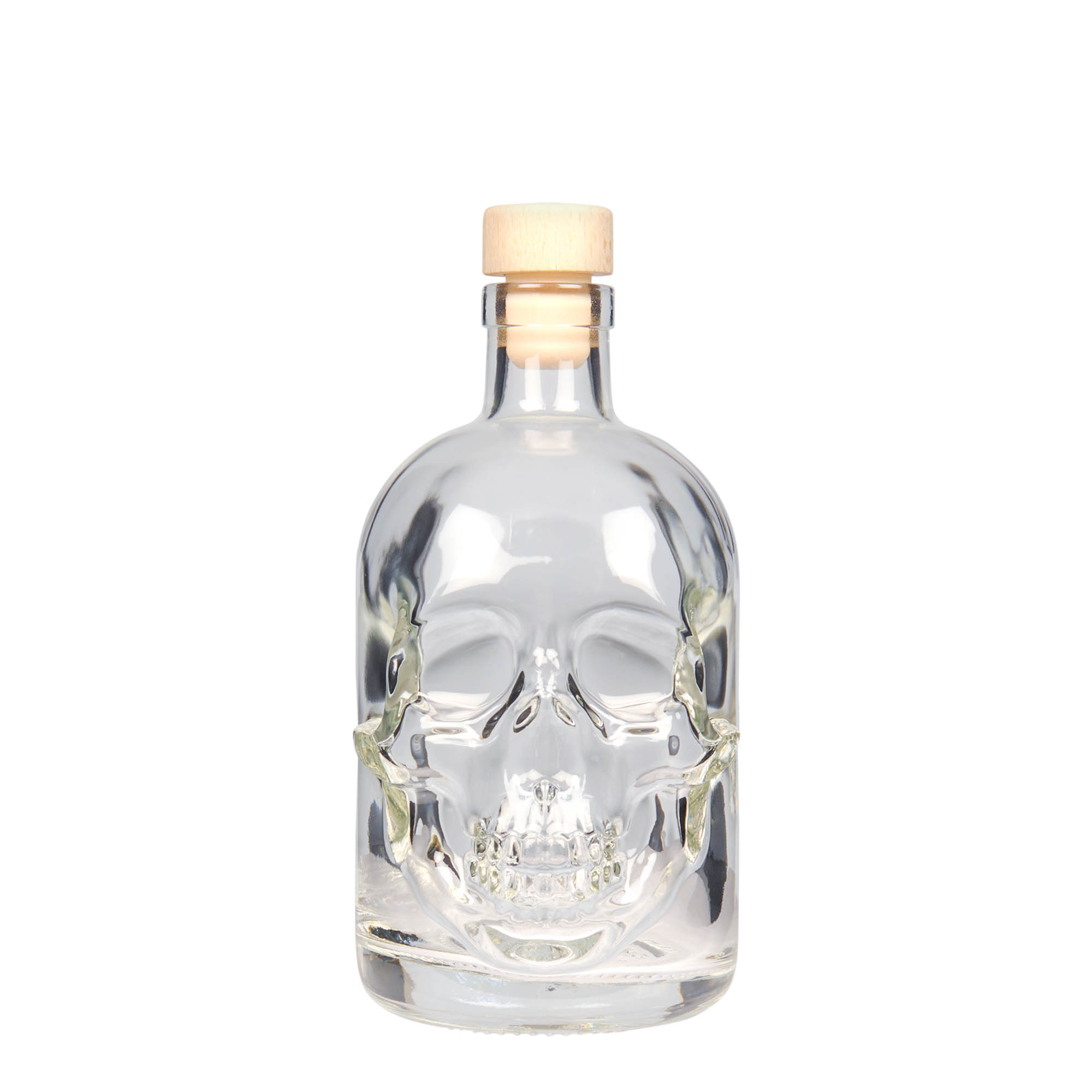 500 ml glass bottle 'Skull', opening: cork