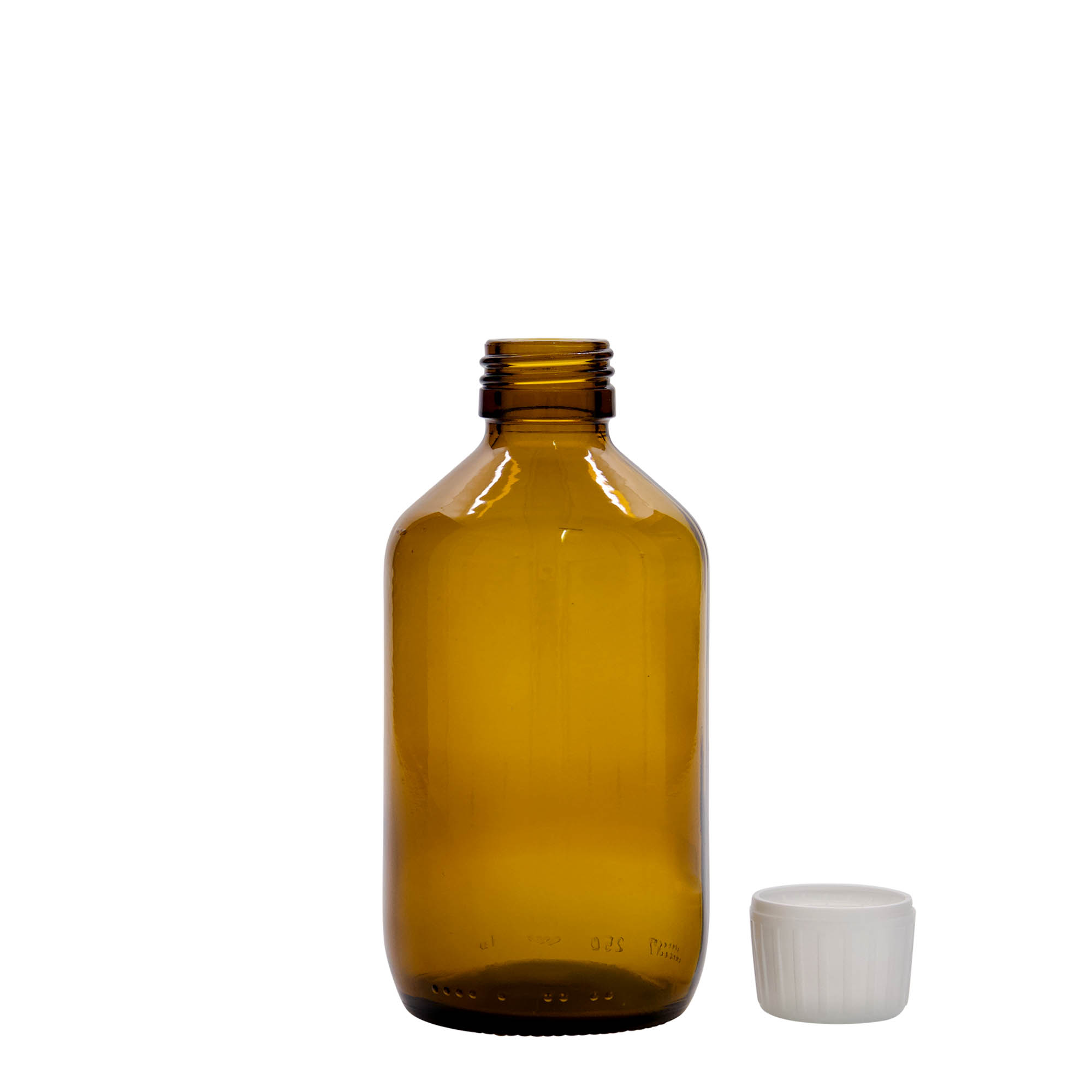 250 ml medicine bottle, brown, glass, closure: PP 28