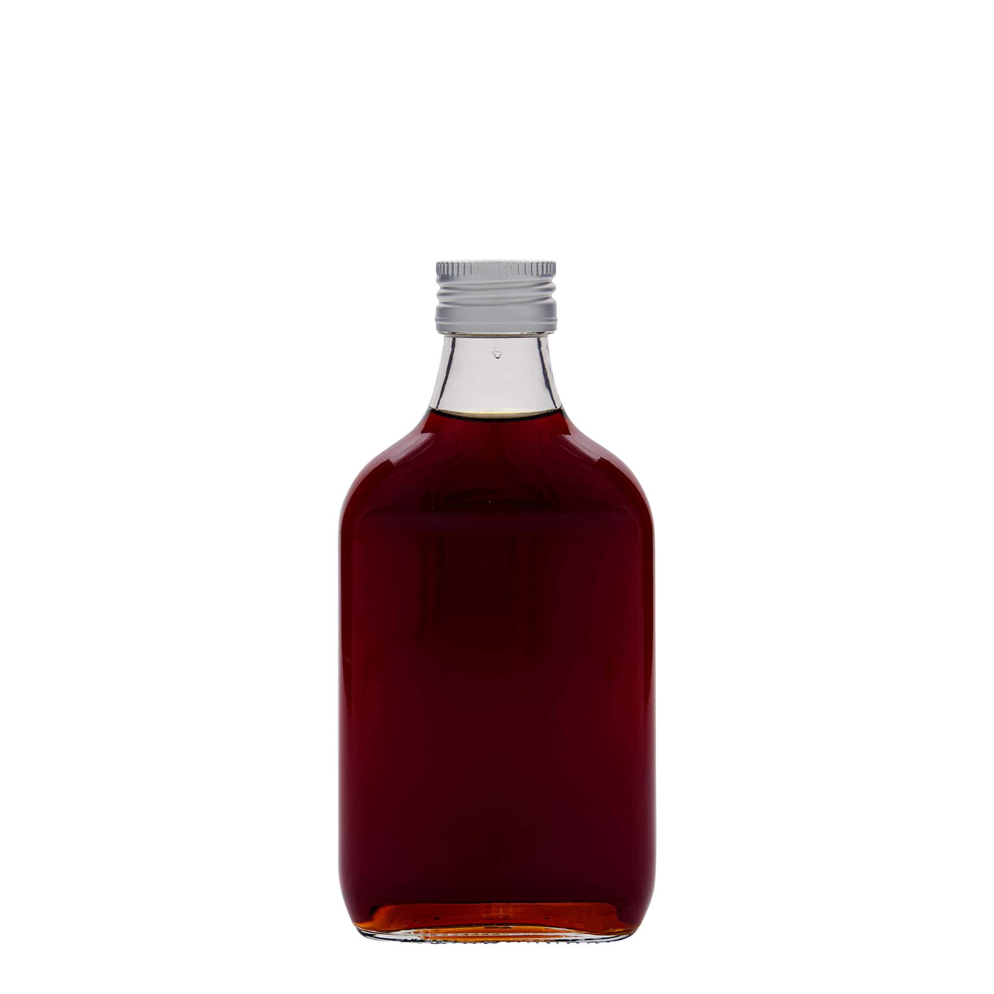 200 ml pocket bottle, rectangular, glass, opening: PP 28