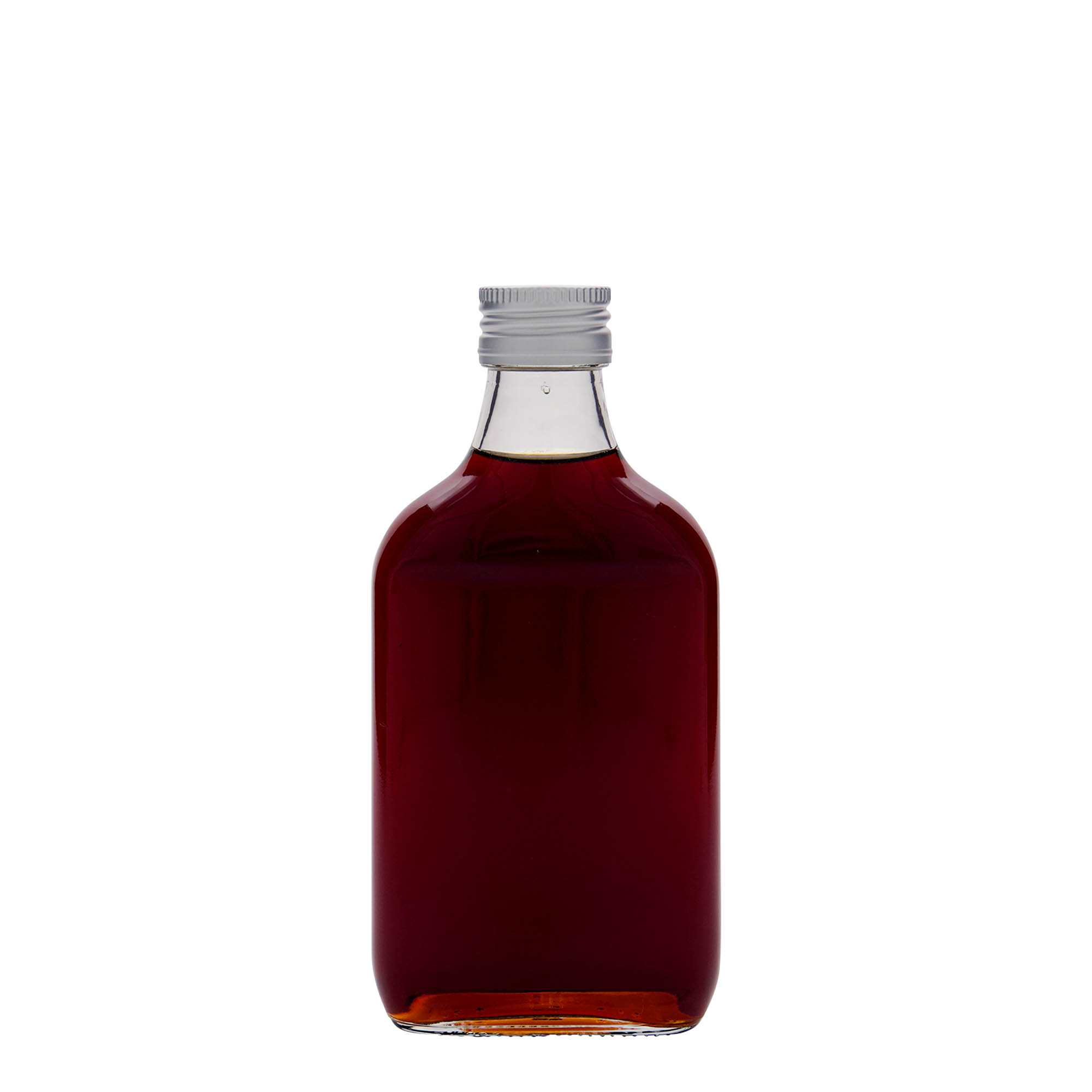 200 ml pocket bottle, rectangular, glass, opening: PP 28