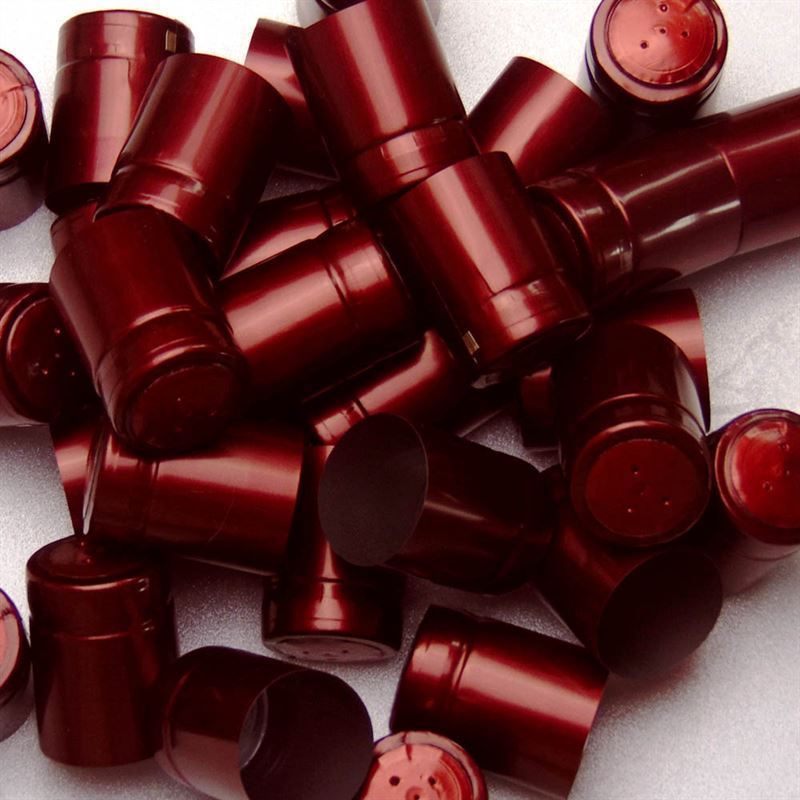 Shrink capsule 32x41, PVC plastic, wine red Shrink capsule 32x41, PVC plastic, wine red