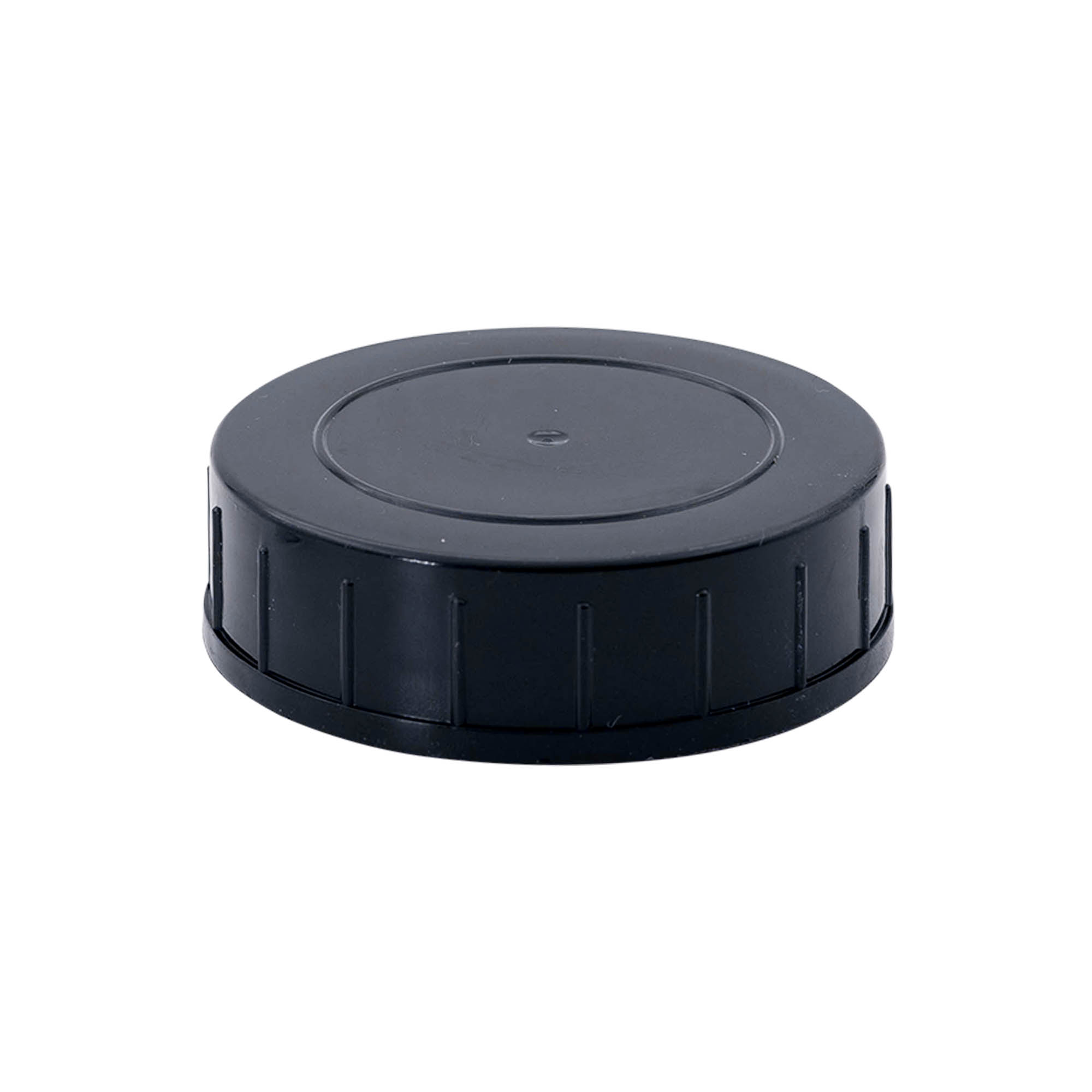 Screw cap, PP plastic, black, for opening: DIN 55 Screw cap, PP plastic, black, for opening: DIN 55