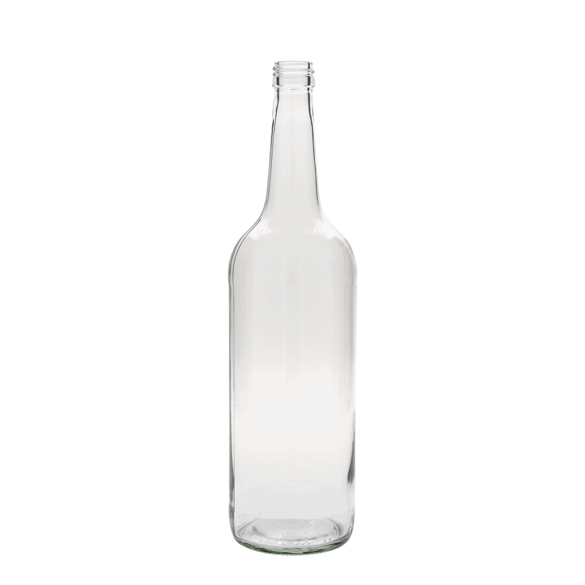 1,000 ml glass bottle with straight neck, opening: PP 28 1,000 ml glass bottle with straight neck, opening: PP 28