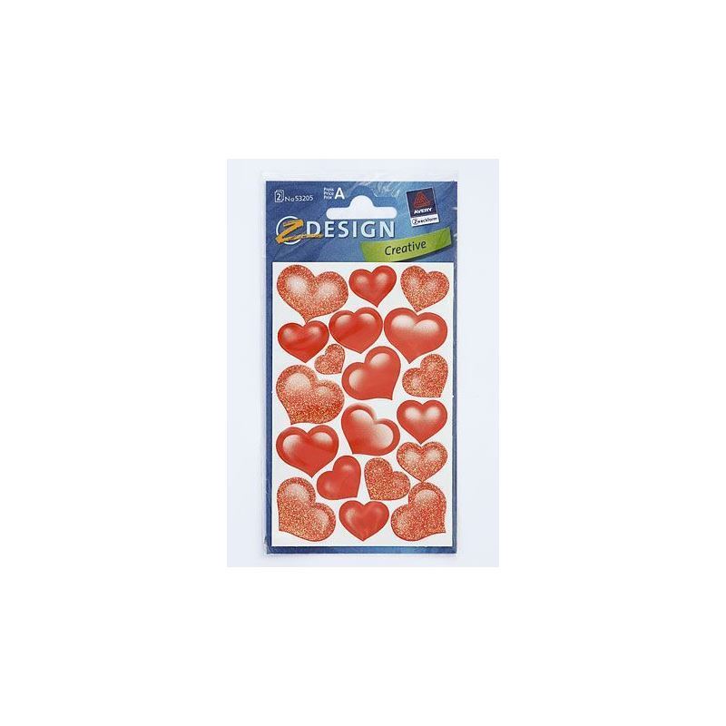 Zweckform Sticker 'Glitter Hearts', heart, paper, red Zweckform Sticker 'Glitter Hearts', heart, paper, red