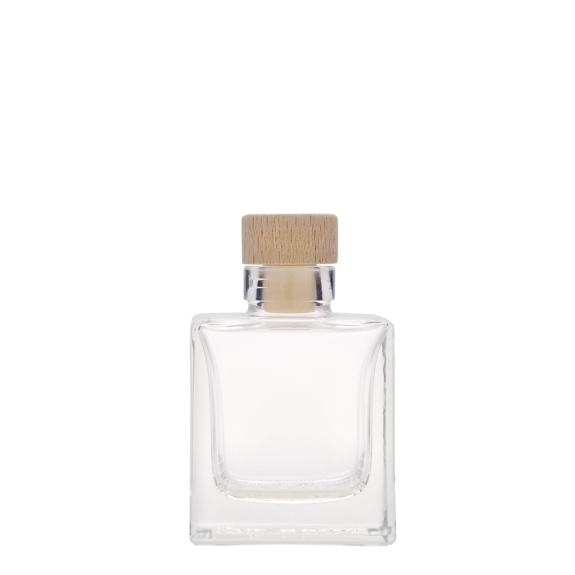 100 ml glass bottle ‘Cube’, square, opening: cork