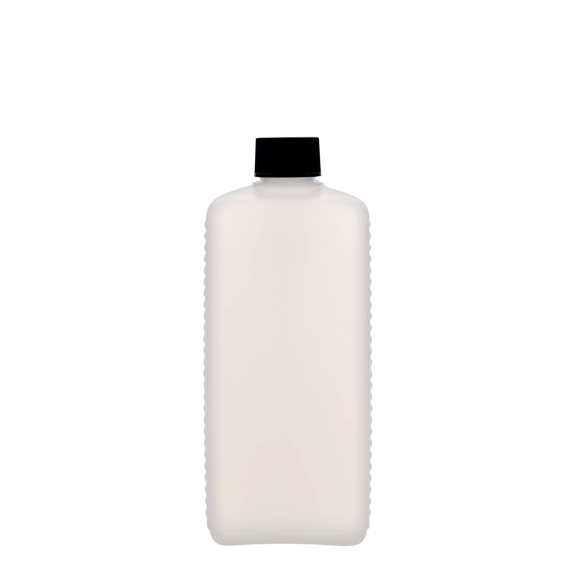 500 ml canister bottle, rectangular, HDPE plastic, natural, opening: DIN 25 EPE
