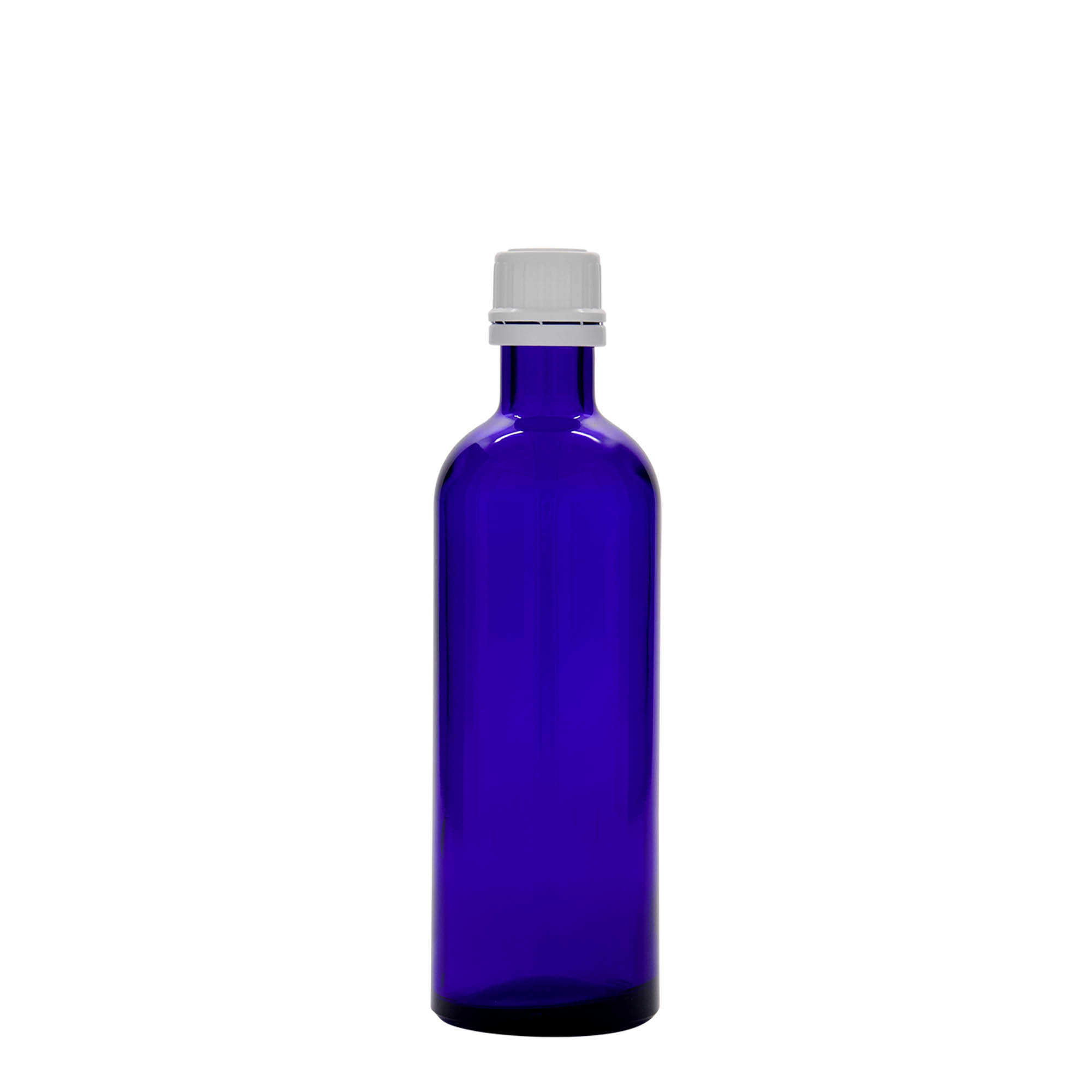 200 ml medicine bottle, glass, royal blue, opening: DIN 22