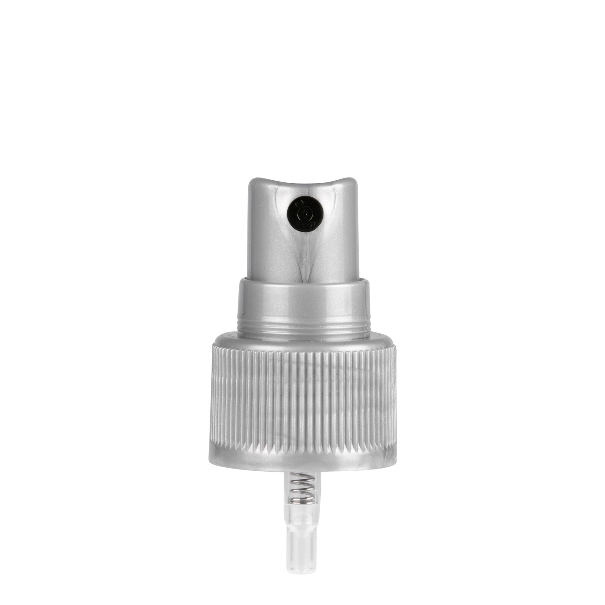Screw cap with atomiser, PP plastic, silver, for opening: GPI 24/410 Screw cap with atomiser, PP plastic, silver, for opening: GPI 24/410