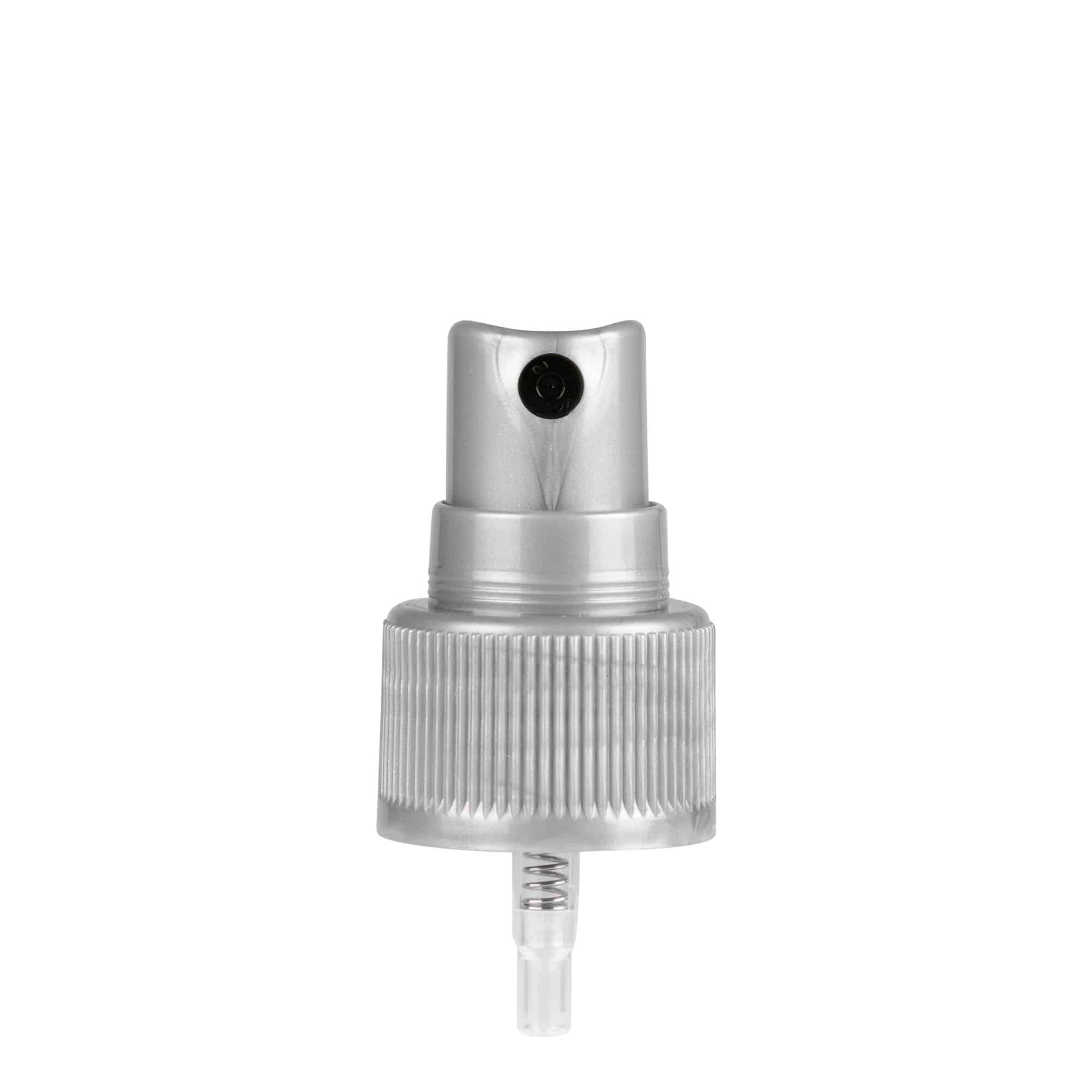 Screw cap spray atomiser, PP plastic, silver, for opening: 24/410