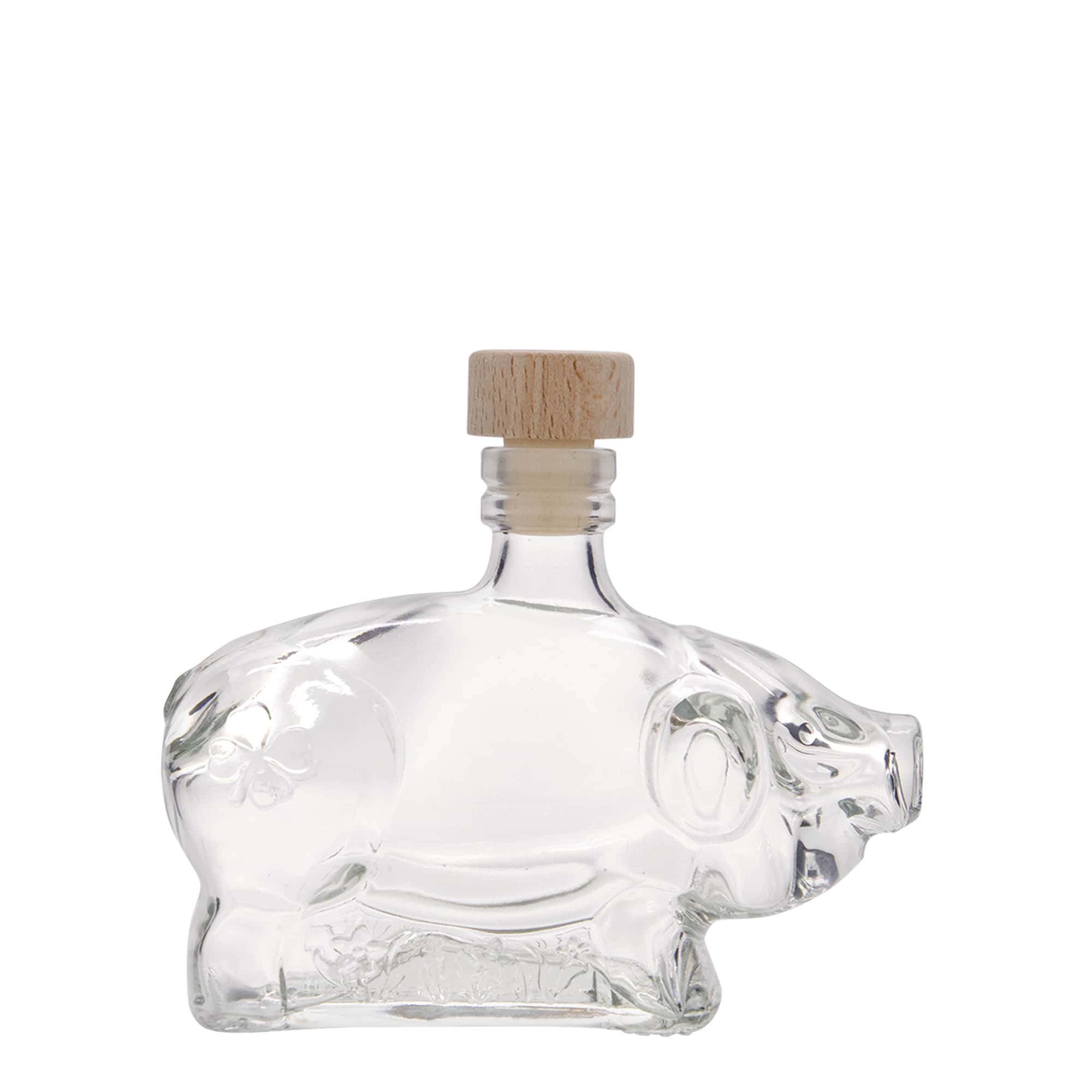 200 ml glass bottle ‘Lucky Piglet’, opening: cork