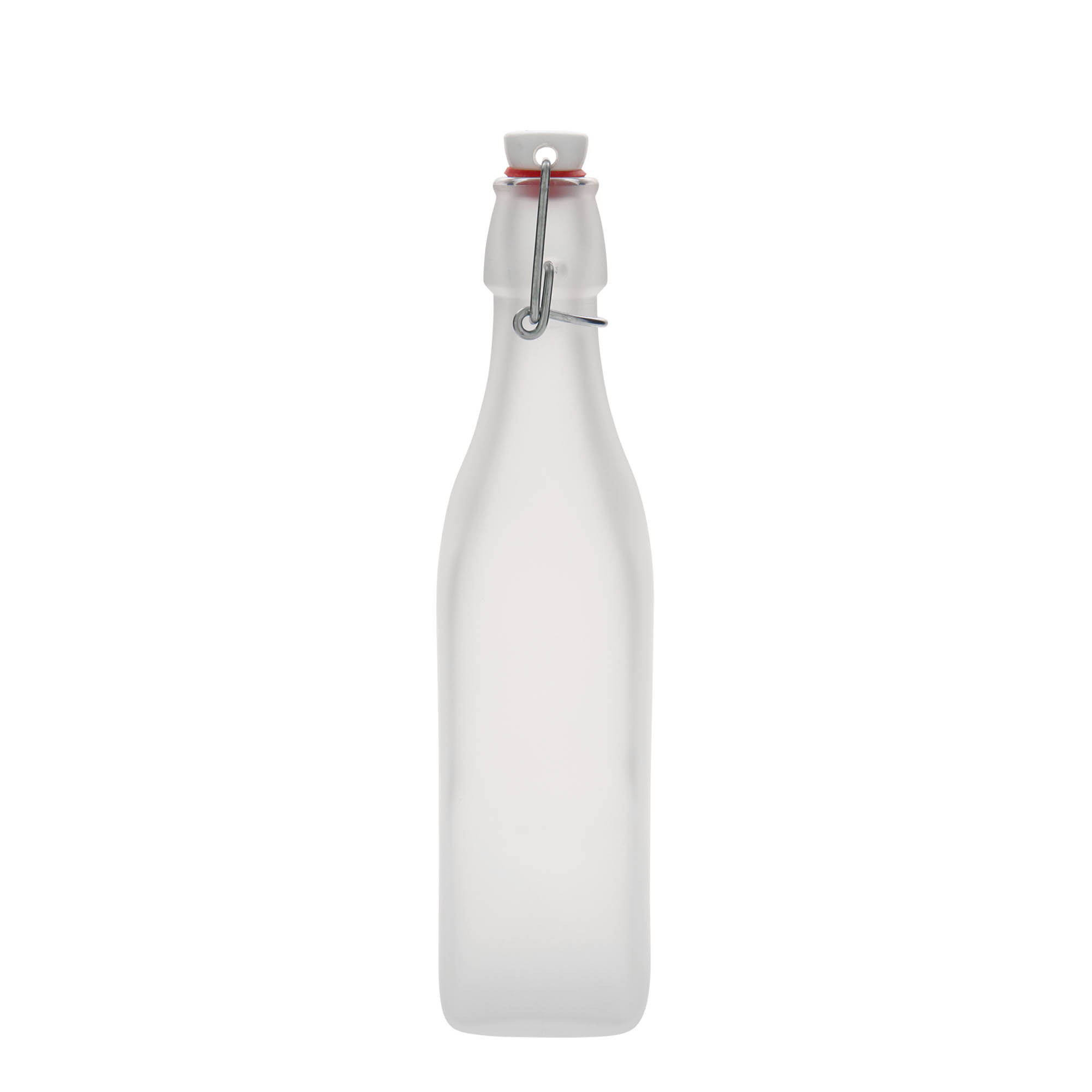500 ml glass bottle 'Swing, square, white, opening: swing top closure'