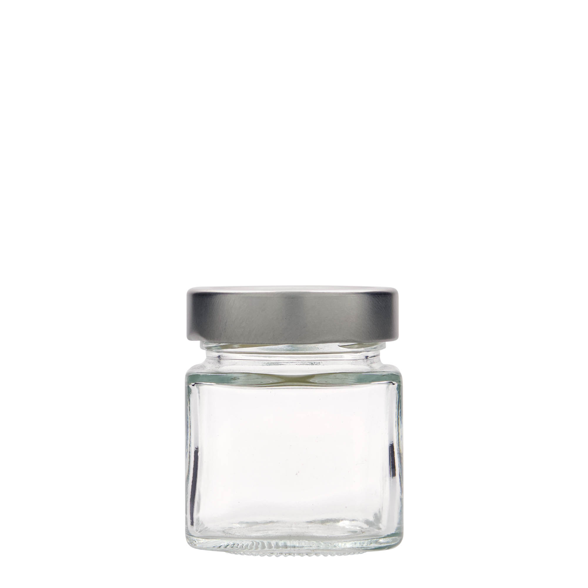156 ml square glass 'Funny', opening: Deep-Twist-Off (DTO 58)