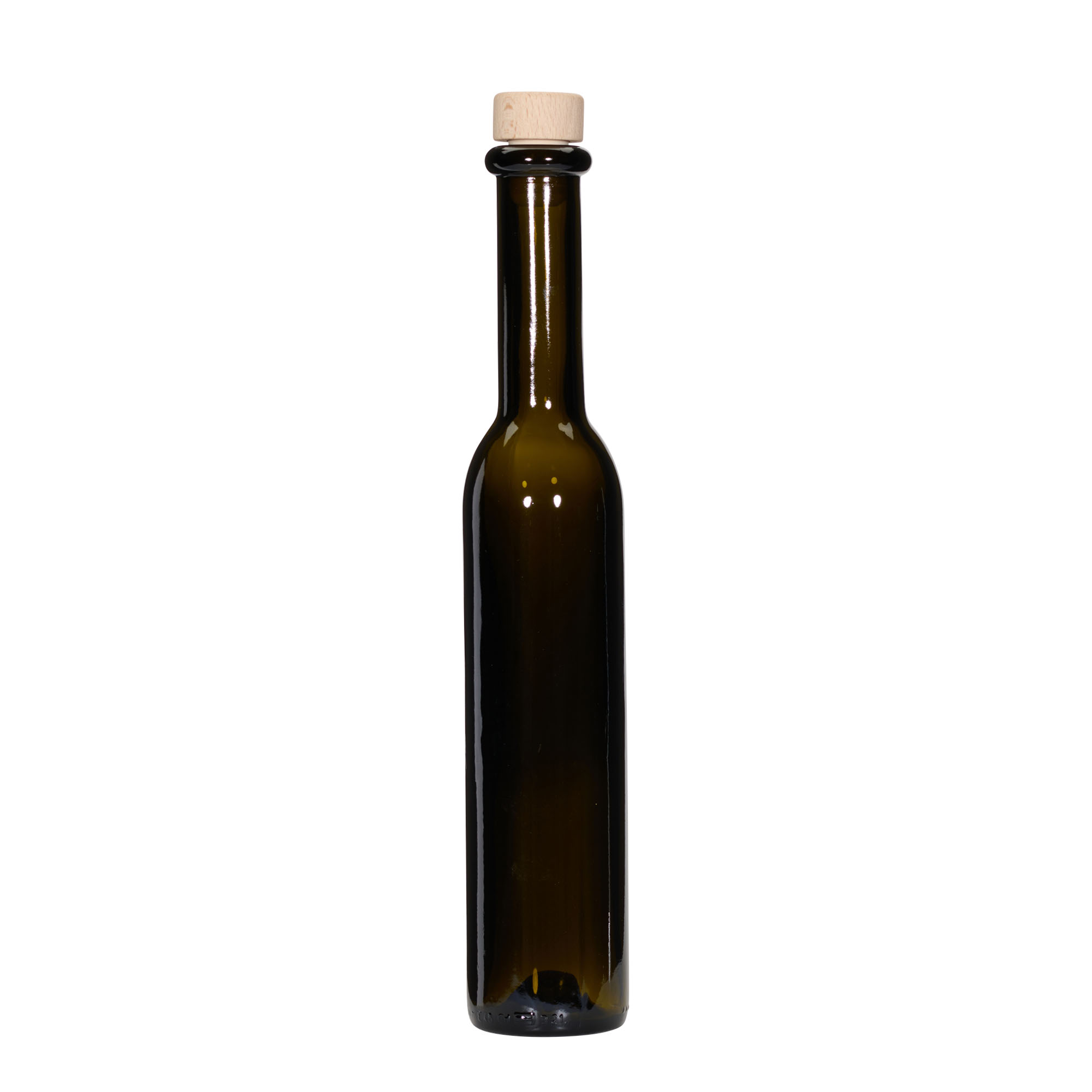 250 ml glass bottle 'Rocky', antique green, closure: cork