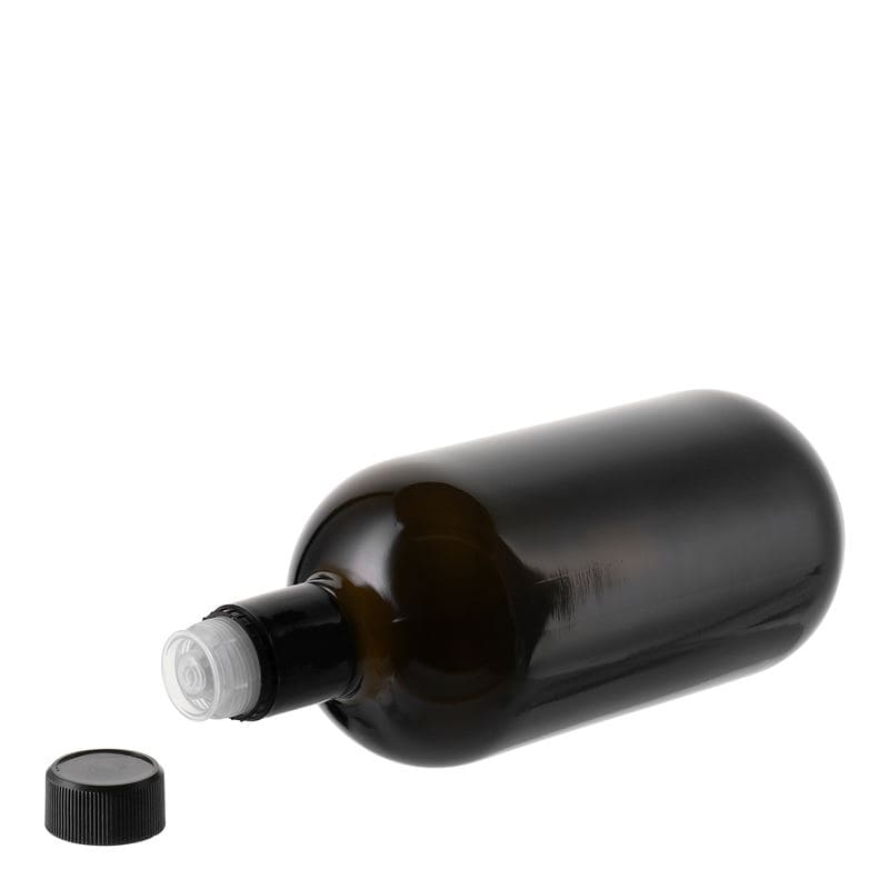 750 ml vinegar/oil bottle ‘Biolio’, glass, antique green, mouth: DOP