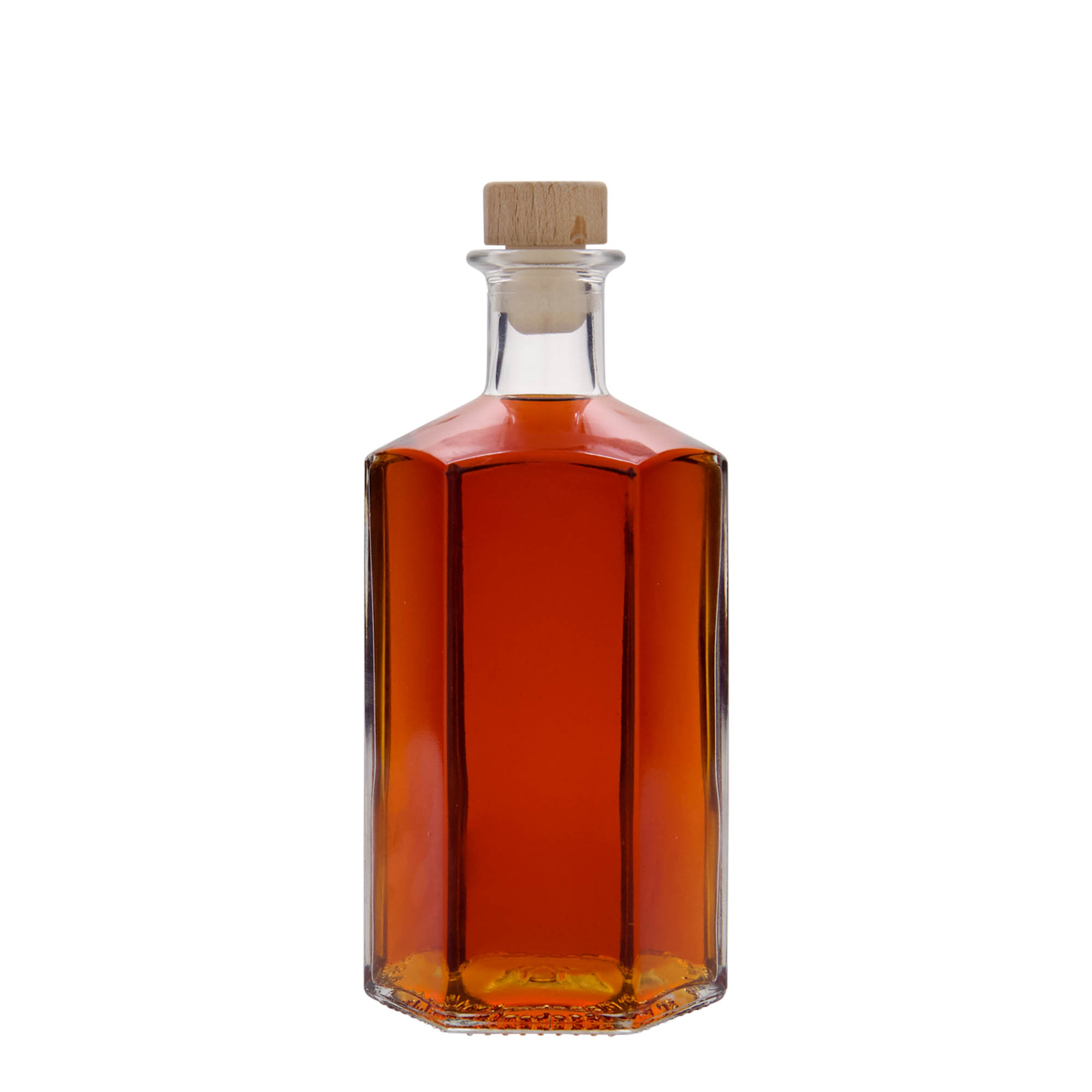 500 ml glass bottle apothecary 'Jimmy', hexagonal, opening: cork