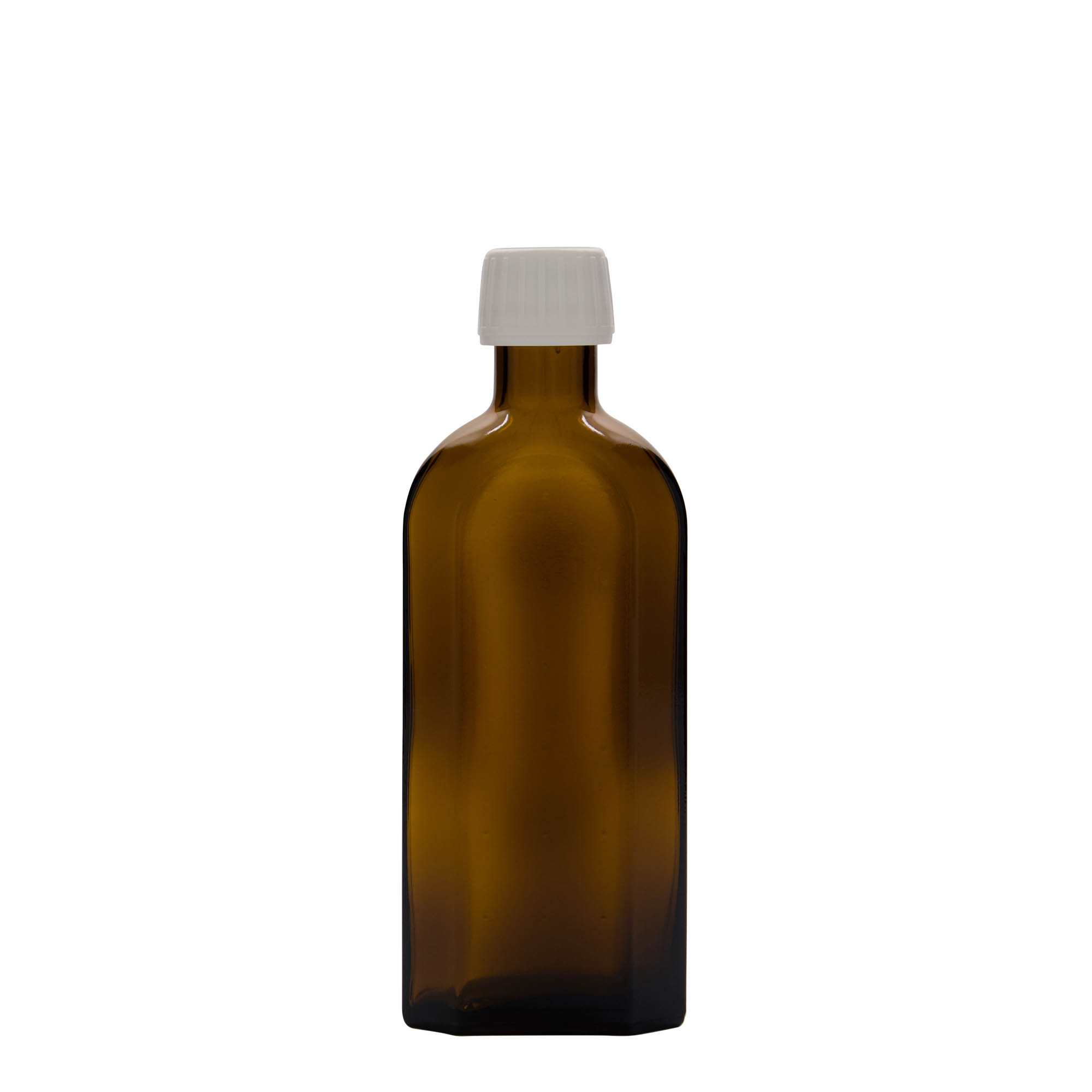 250 ml medical bottle Meplat, oval, glass, brown, opening: PP 28
