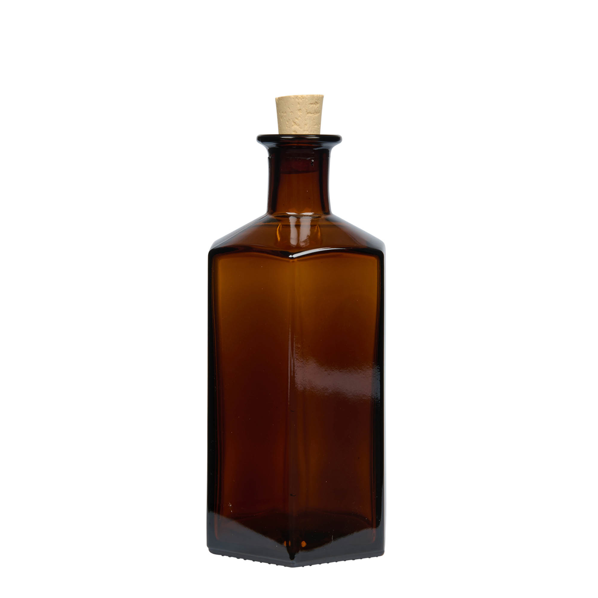 500 ml glass apothecary bottle 'Jimmy', hexagonal, brown, closure: cork