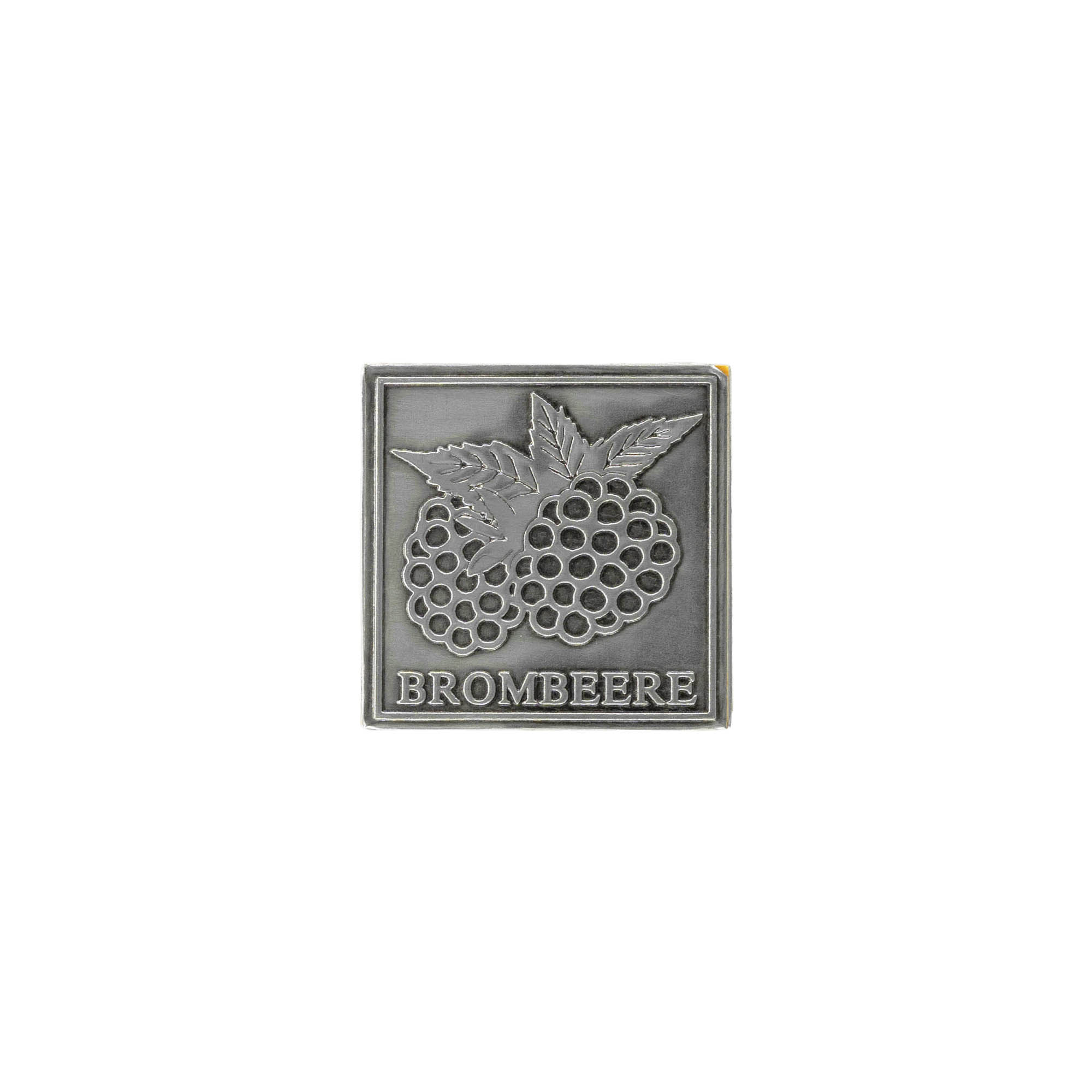 Tin label 'Blackberry', square, metal, silver