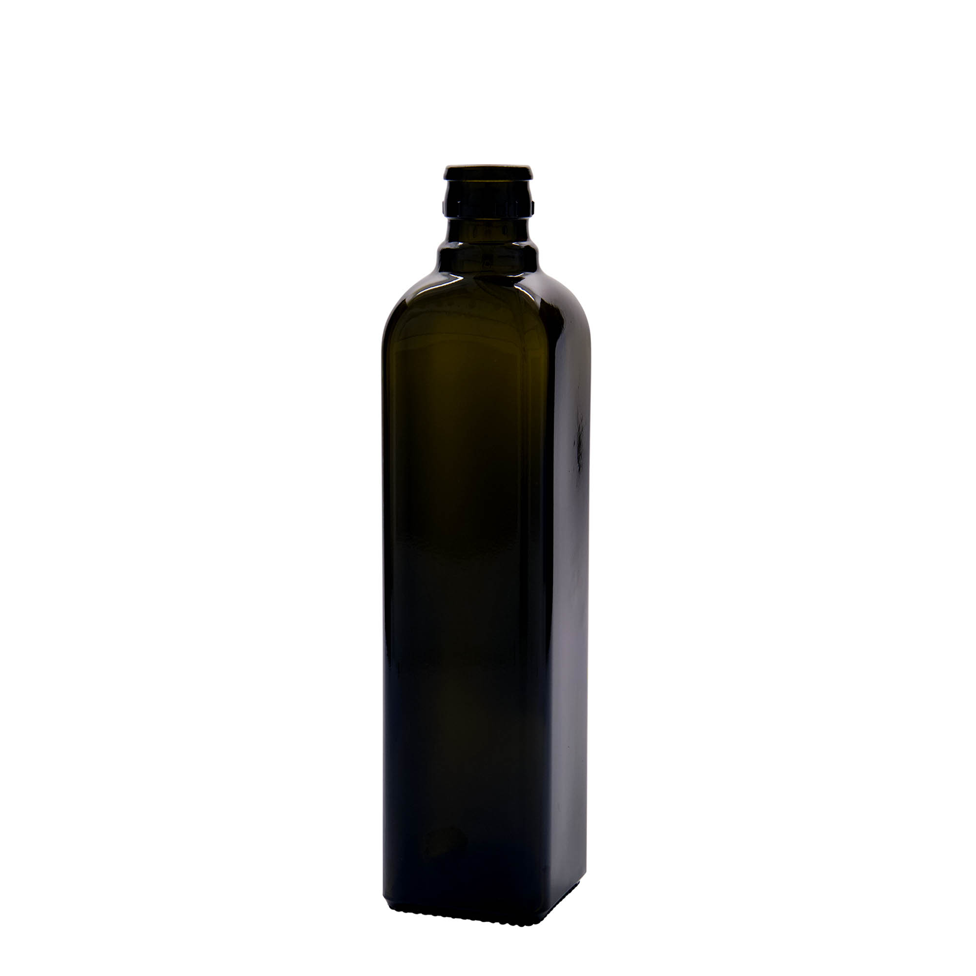 500 ml vinegar/oil bottle 'Quadra', glass, square, antique green, opening: DOP