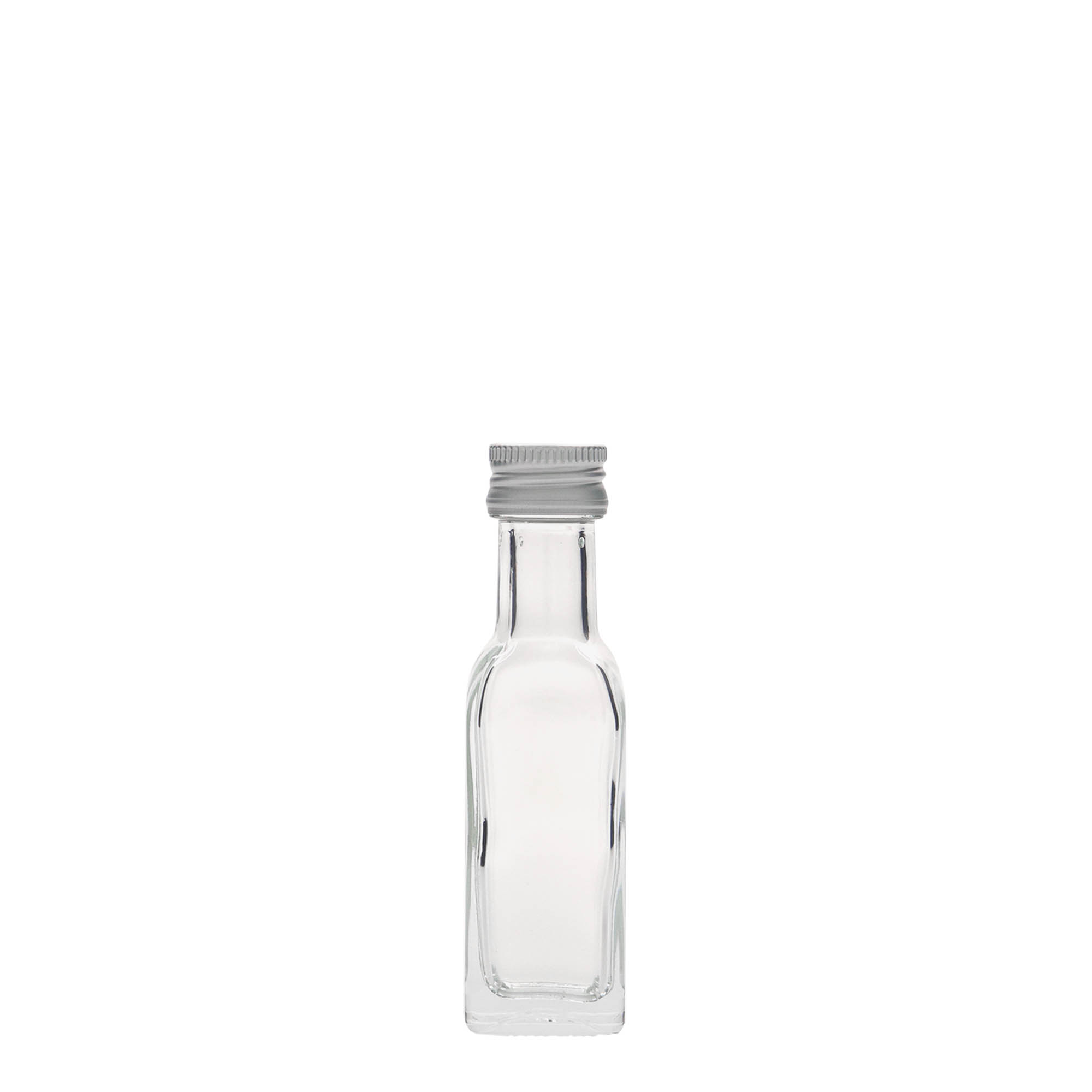 20 ml glass bottle 'Marasca', square, opening: PP 18 20 ml glass bottle 'Marasca', square, opening: PP 18