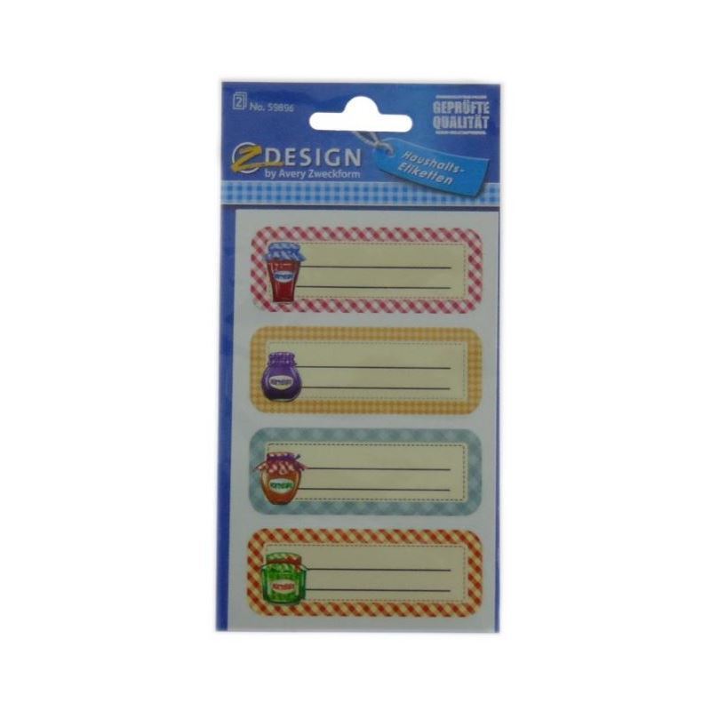 Zweckform Labels 'Jam Jars', rectangular, paper, multicoloured Zweckform Labels 'Jam Jars', rectangular, paper, multicoloured