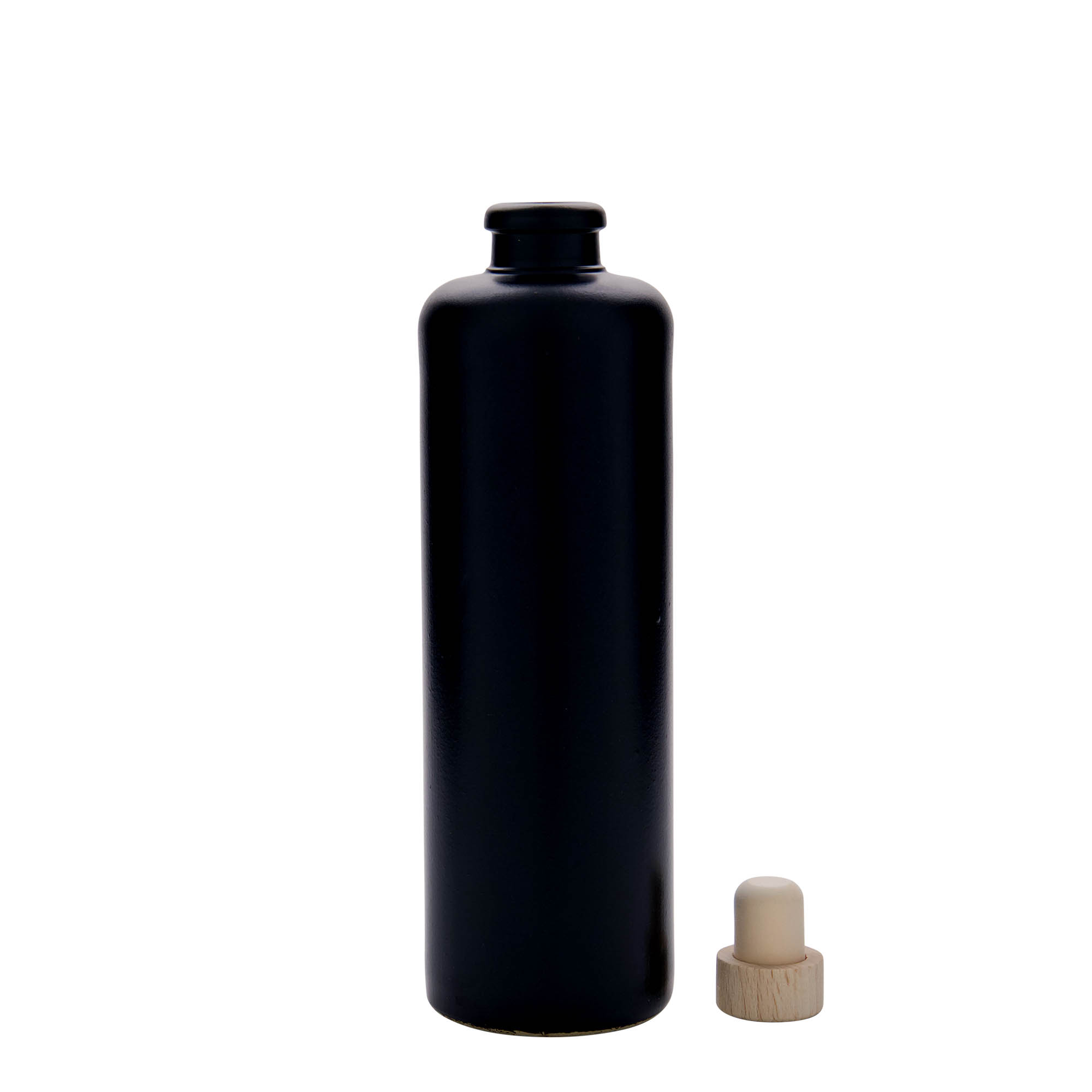 500 ml clay jug, stoneware, black, opening: cork