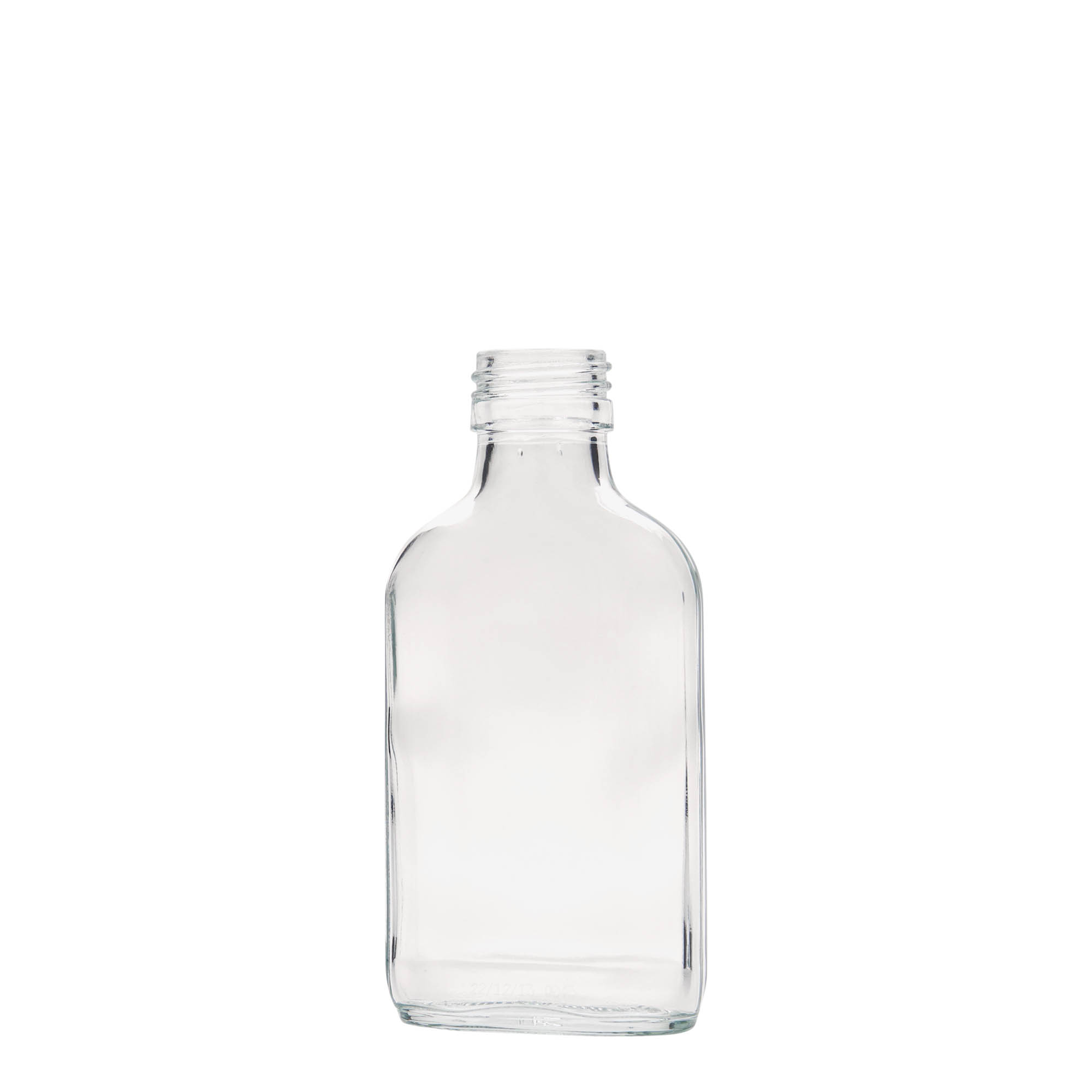 100 ml pocket bottle, rectangular, glass, opening: PP 28